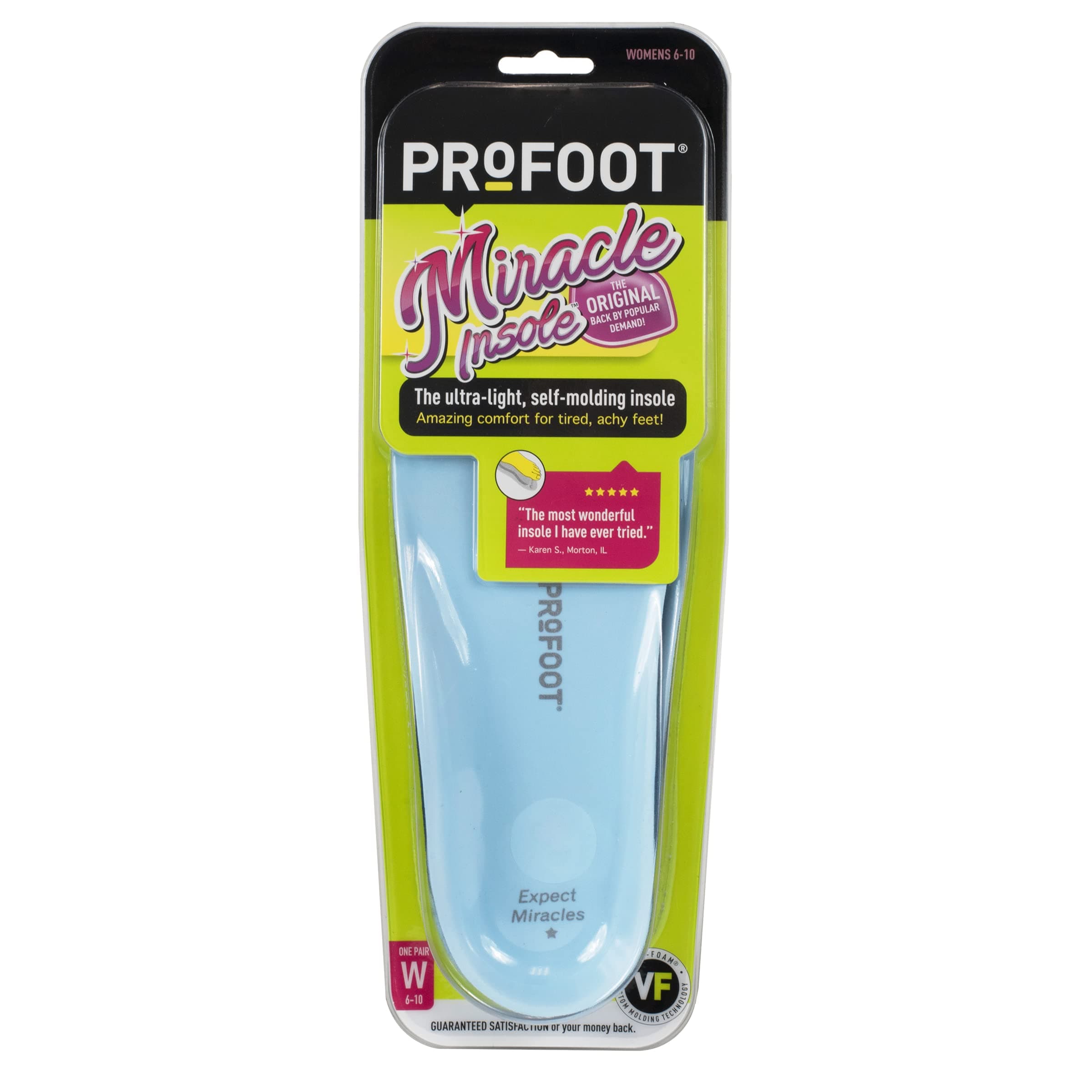 PROFOOT Original Miracle Insoles for Women (Sizes 6-10) – Self-Molding Ultra Light Memory Foam Shoe Inserts for Comfort & Support