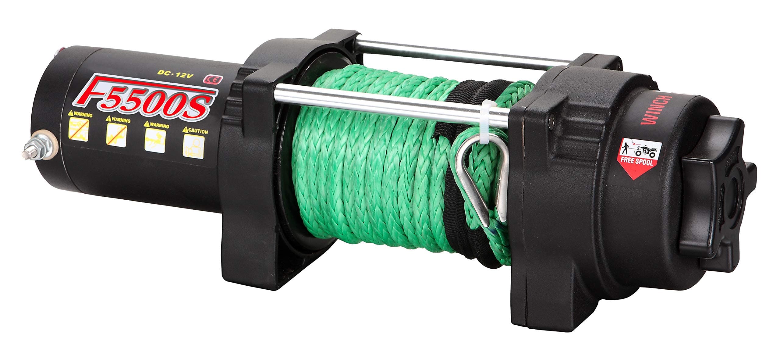 F5500 2.1 HP ATV/UTV Electric Utility Winch with Hawse Fairlead and Synthetic Rope, 5500lbs Capacity (F5500S)
