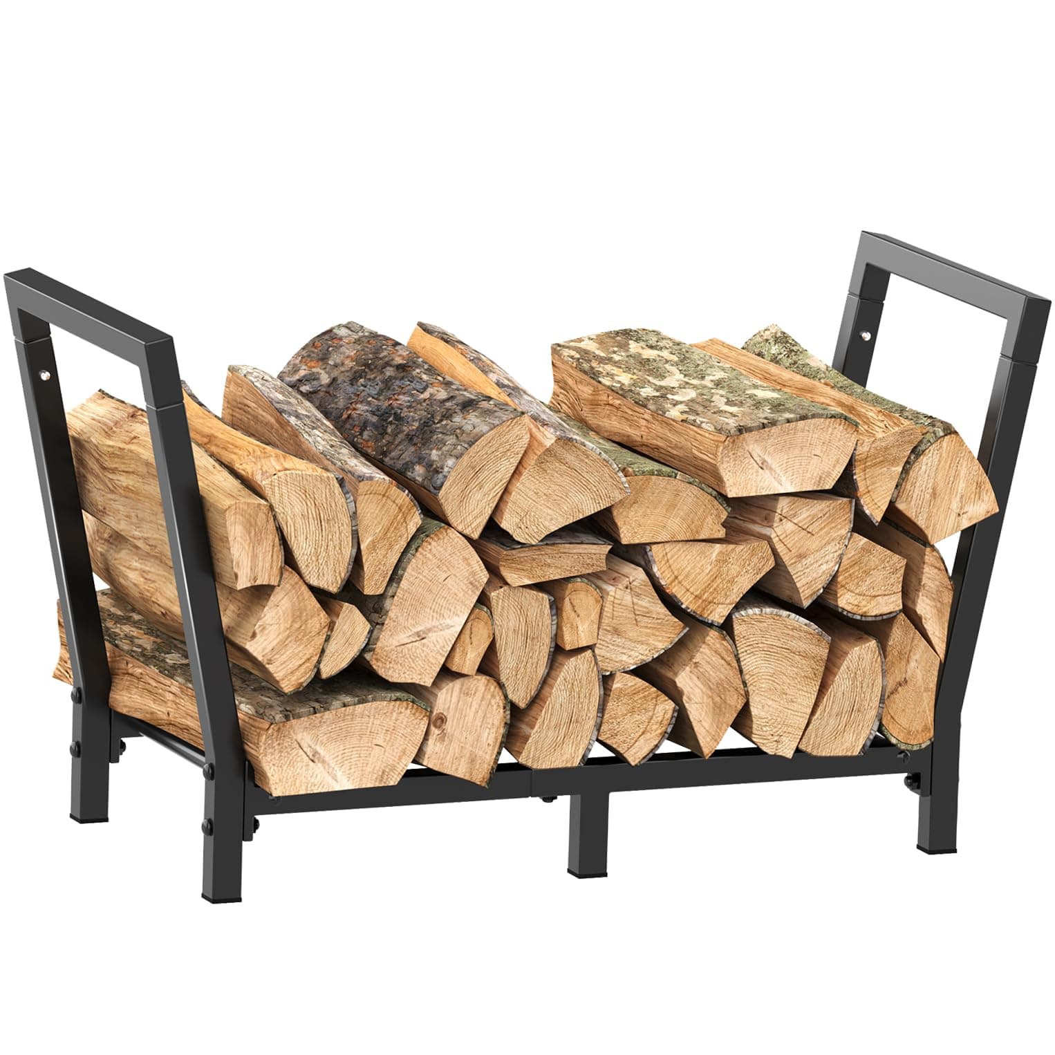 Minicloss 34 Inch Firewood Rack Outdoor Indoor, 2.7ft Wood Storage Rack Stand, Heavy Duty Fire Wood Holder for Fireplace(Black)