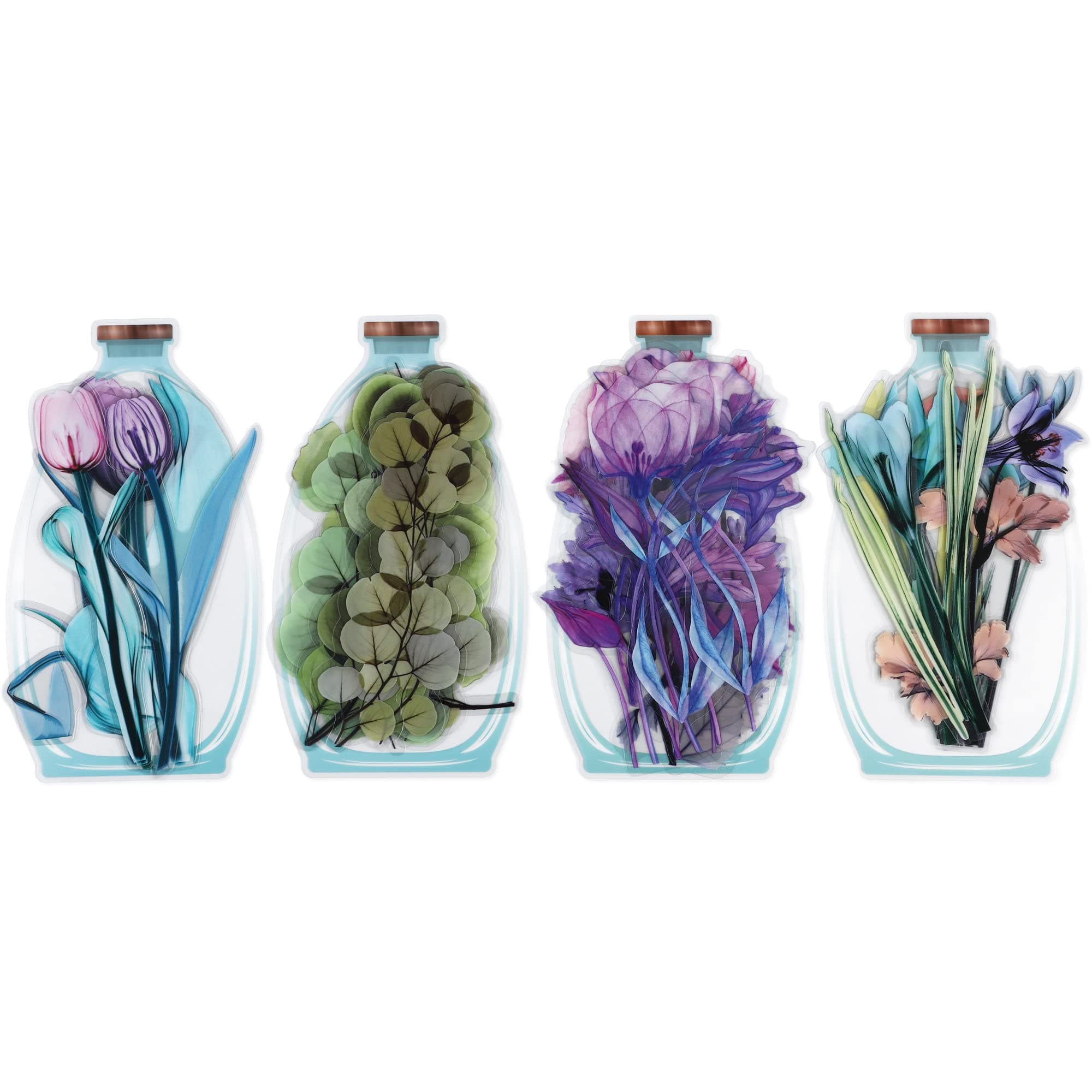 molshine 40Pcs PET Transparent Large Stickers, Flowers, Plants and Leaves Decals for DIY, Planner, Laptops, Skateboards, Luggage, Guitar, Bicycles, Books (B)