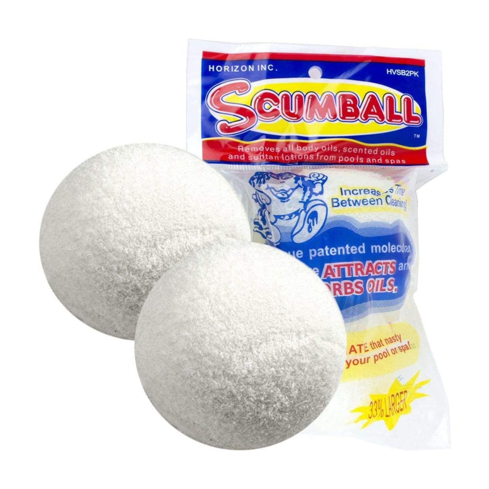 Horizon Scumball Pool & Spa Scum Eliminating Ball (1 Pack of 2), The Original USA Patented Reusable Scumball Used for Over 20 Years in The Pool and Spa Industry, HV-SB2PK