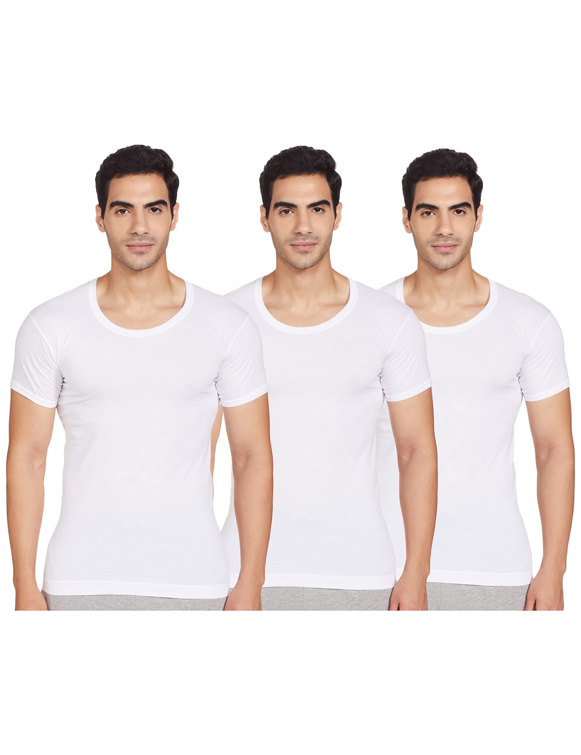 Rupa Coblue Men's Solid Half Sleeves Basics Regular Fit Vest (Pack of 3)