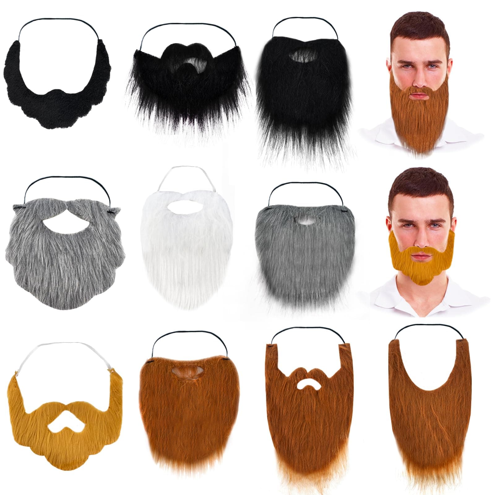 Fake Beards,Funny False Mustaches,Costume Beard Halloween for Adults and Kids Costume Party Cosplay Facial Supplies