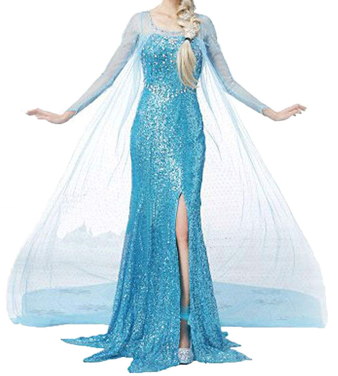 Women Halloween Cosplay Frozen Elsa Princess Costume Girls Fancy Party Dress Up