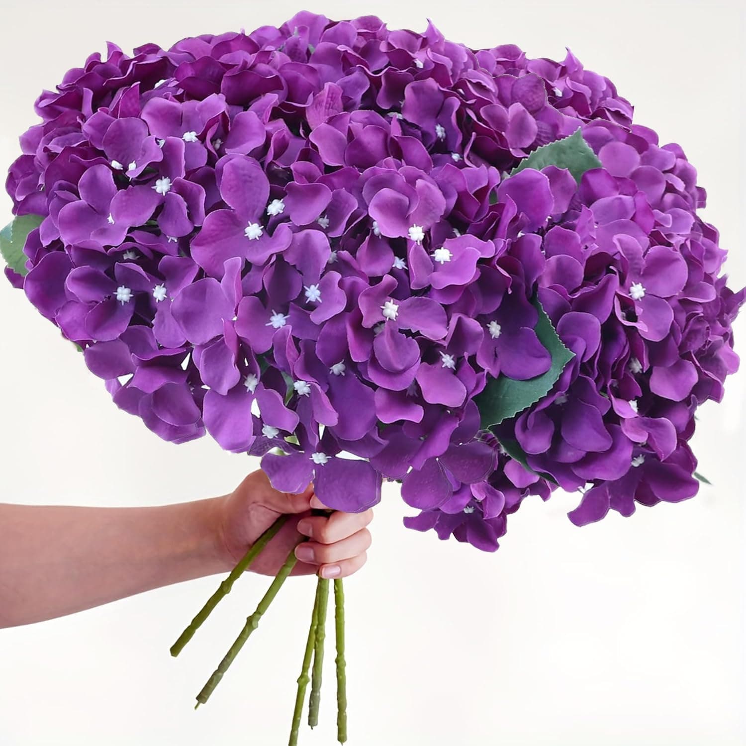 AVIVIHO 7PCS Dark Purple Hydrangea Artificial Flowers Realistic Fake Hydrangeas Flowers with 17.5'' Stems Realistic Silk Hydrangea for Home, Table Centerpieces, Wedding,Party,Room Spring Decor