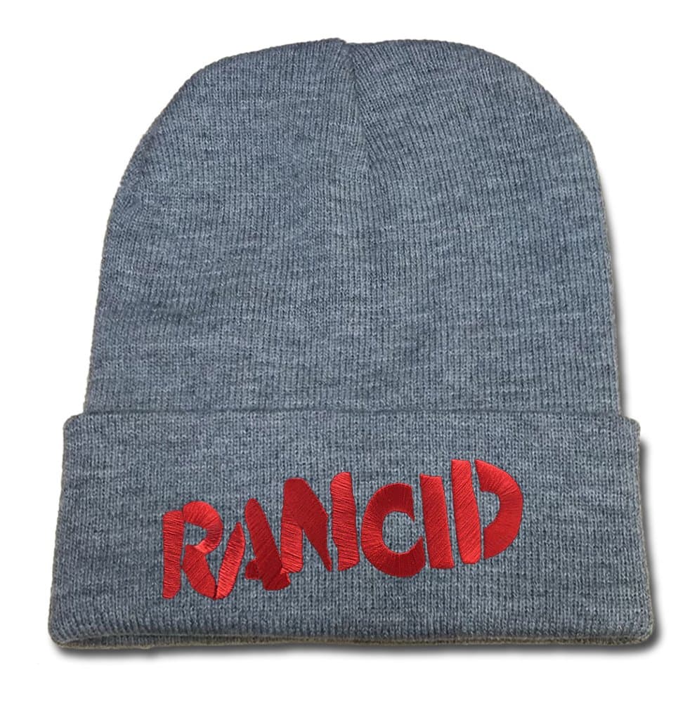 JIUWEI Rancid Band Logo Beanie Fashion Unisex Embroidery Beanies Skullies Knitted Hats Skull Caps - Grey