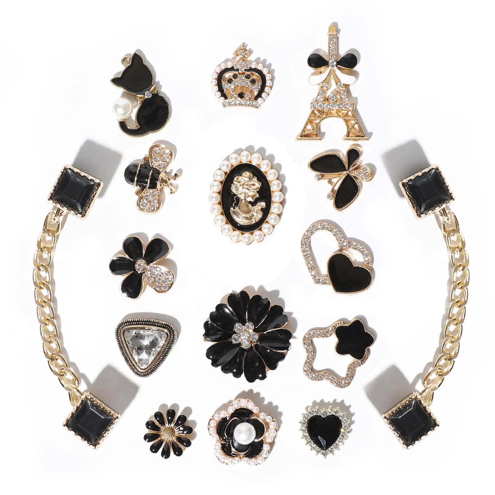 Bling Alloy Shoe Charms for Women,Flower,Butterfly Rhinestone Shoe Decoration Charms for Girls, DIY Girly Shoe Chains Charms for Party Favor