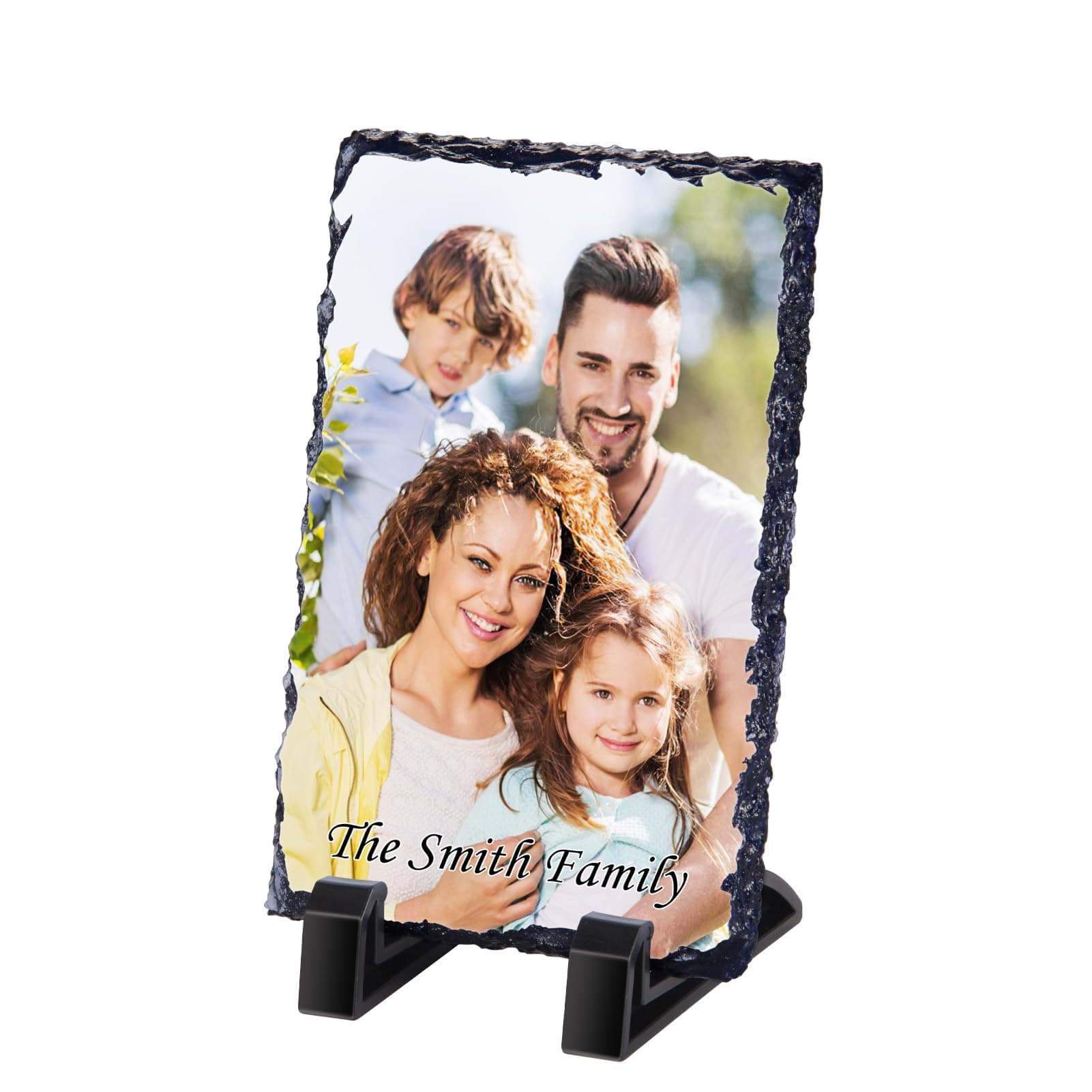 Personalised Slate Photo Frame 10x15cm Custom Rock Slate Plaque Personalised Photo Gift for Her Him Customised Memorial Gifts for Christmas Anniversary Wedding Valentines Mothers Day