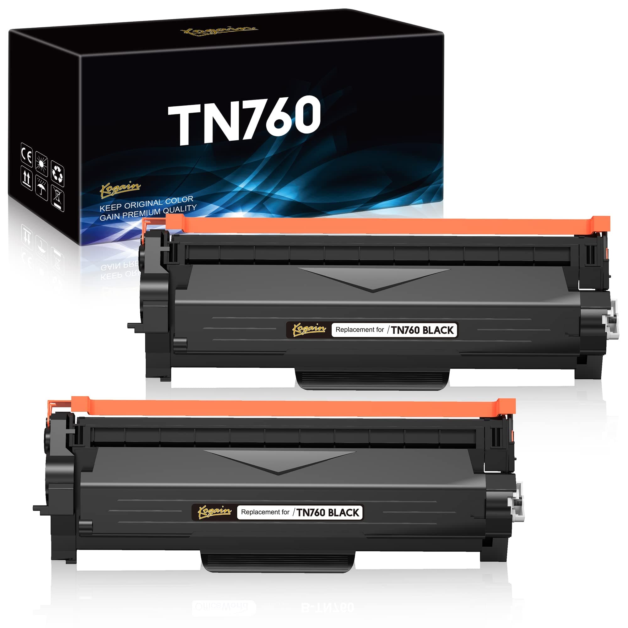 KogainCompatible Toner Cartridge Replacement for Brother TN760 TN-760 TN730 TN-730 High Yield Work with HL-L2350DW HL-L2370DWXL MFC-L2710DW DCP-L2550DW HL-L2395DW MFC-L2750DW Printer, 2 Pack