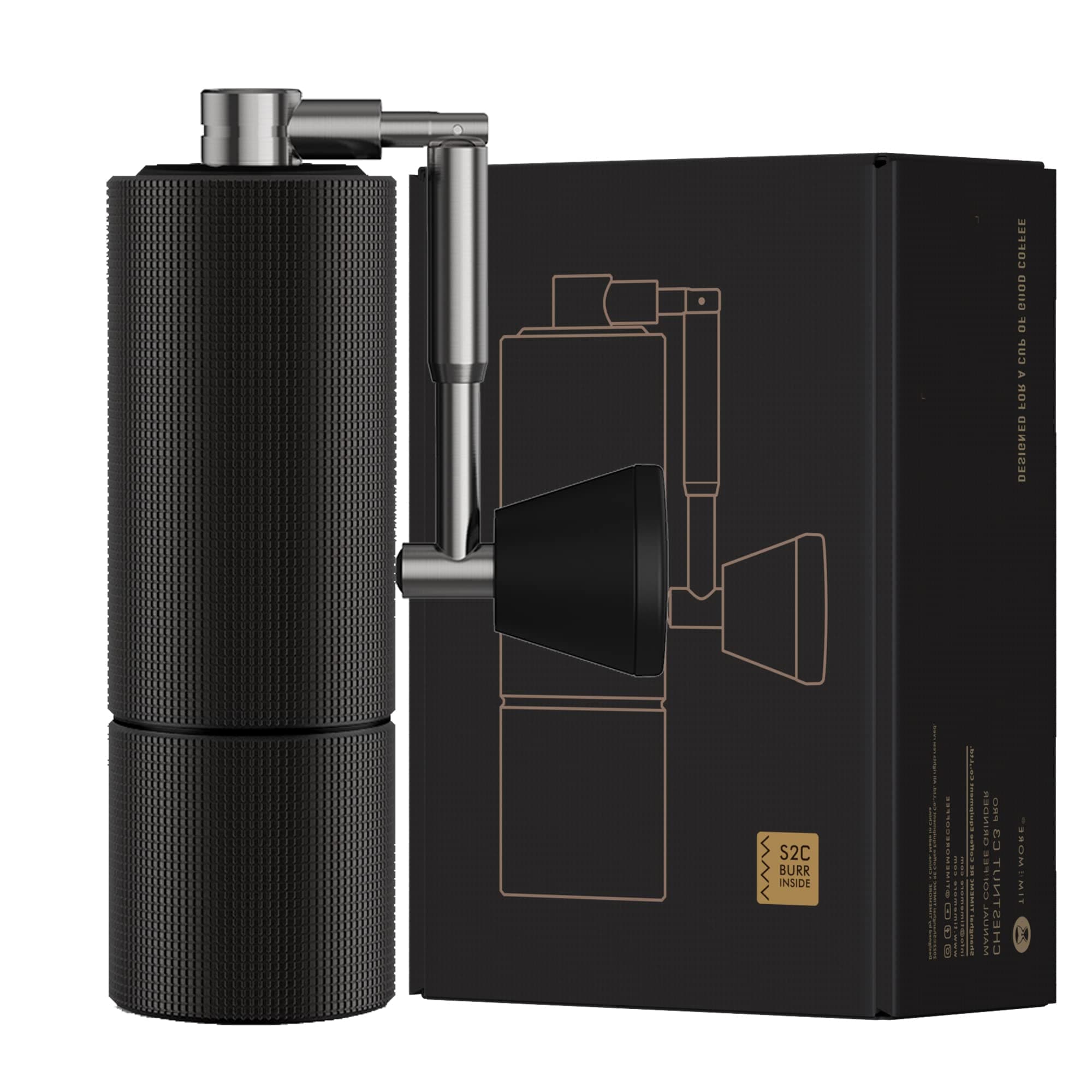 TIMEMORE Chestnut C3 MAX Pro Manual Coffee Grinder S2C660 Stainless Steel Conical Burr Capacity 25g Adjustable Setting High-Precision Double Bearing Positioning (C3 Pro, Black)
