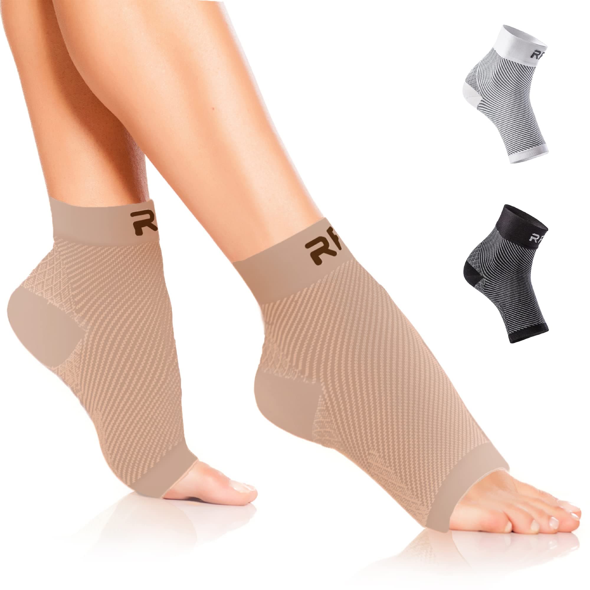 Run Forever Plantar Fasciitis Compression Socks - Foot and Ankle Brace for Women & Men - Toeless Compression Socks for Support, Night Splint, Arch & Achilles Tendonitis Relief - Tendonitis Foot Brace