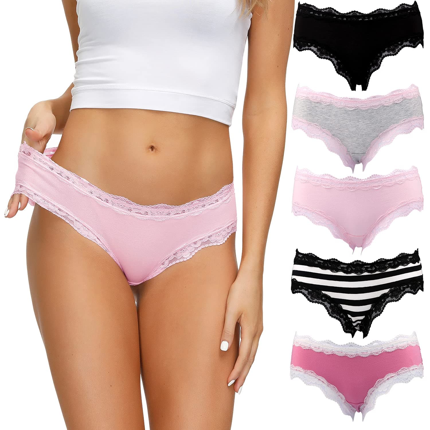 Women’s Underwear Soft Breathable Cotton Brief Ladies Panties 5-Pack