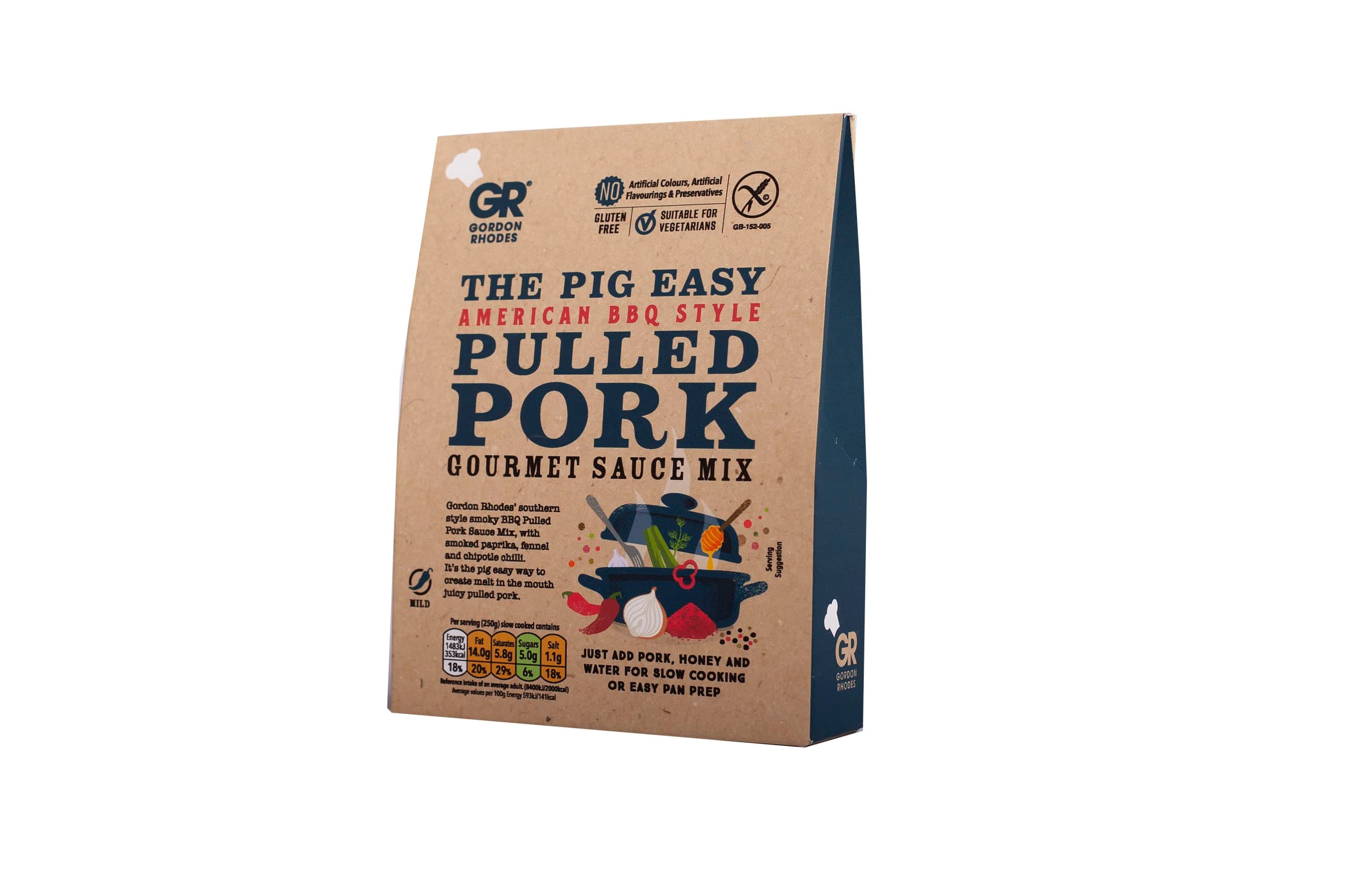 Gordon Rhodes' Pig Easy American Style BBQ Pulled Pork Gourmet Recipe Sauce Mix.. Easy to Prepare - Gluten-Free & Suitable for Vegetarians (1 x75gm)