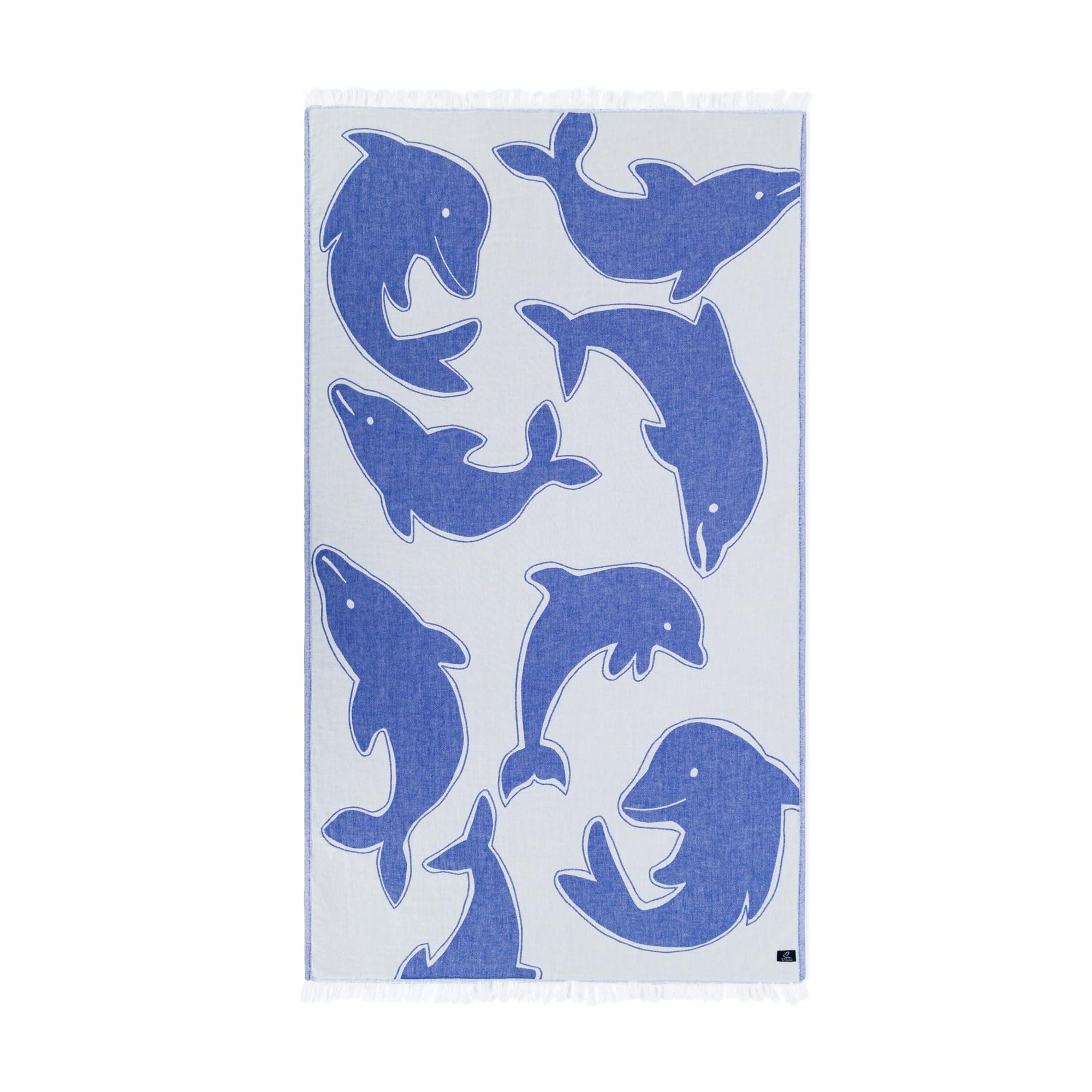 DREAM Turkish Cotton Beach Towel 170x90cm Oversized – Lightweight Quick-Dry Sand-Free Hammam/Peshtemal Towel for Beach, Travel, Pool & Gym (Dancing Dolphins, Royal Blue)