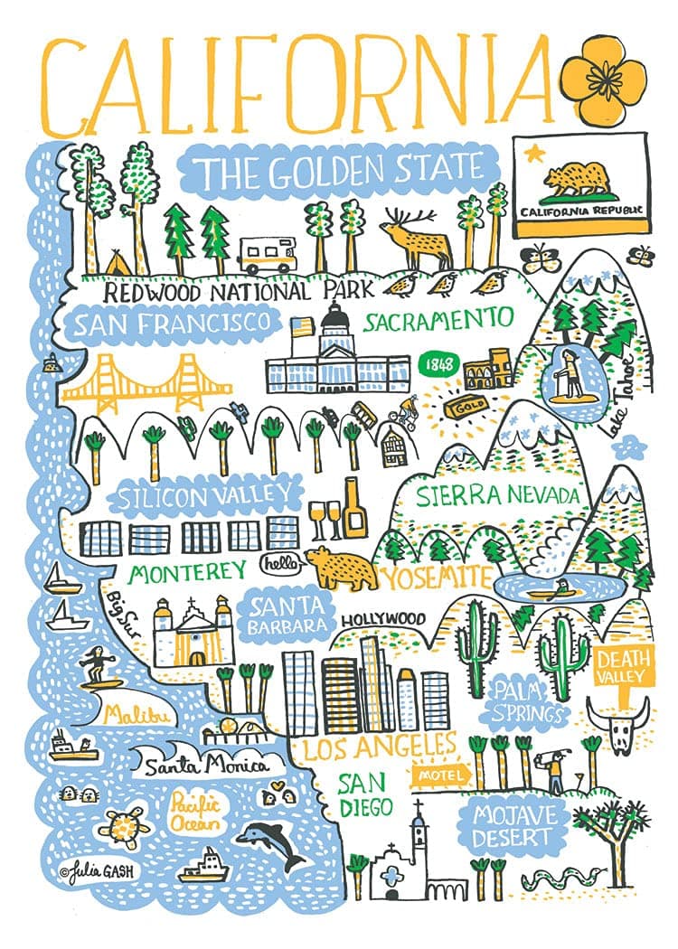 Statescapes California Kitchen Towel - 100 Percent Cotton Kitchen Dish Towel, One Size (T2953)