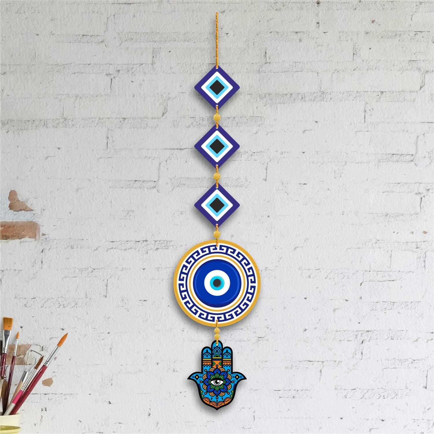 Nupur Studios“Evil Eye” Hanging for House/Positive Vibes/Hamsa Hand/House Door Entrance/Offices/Decoration/Good Luck Charm/Prosperity/Peace Charm