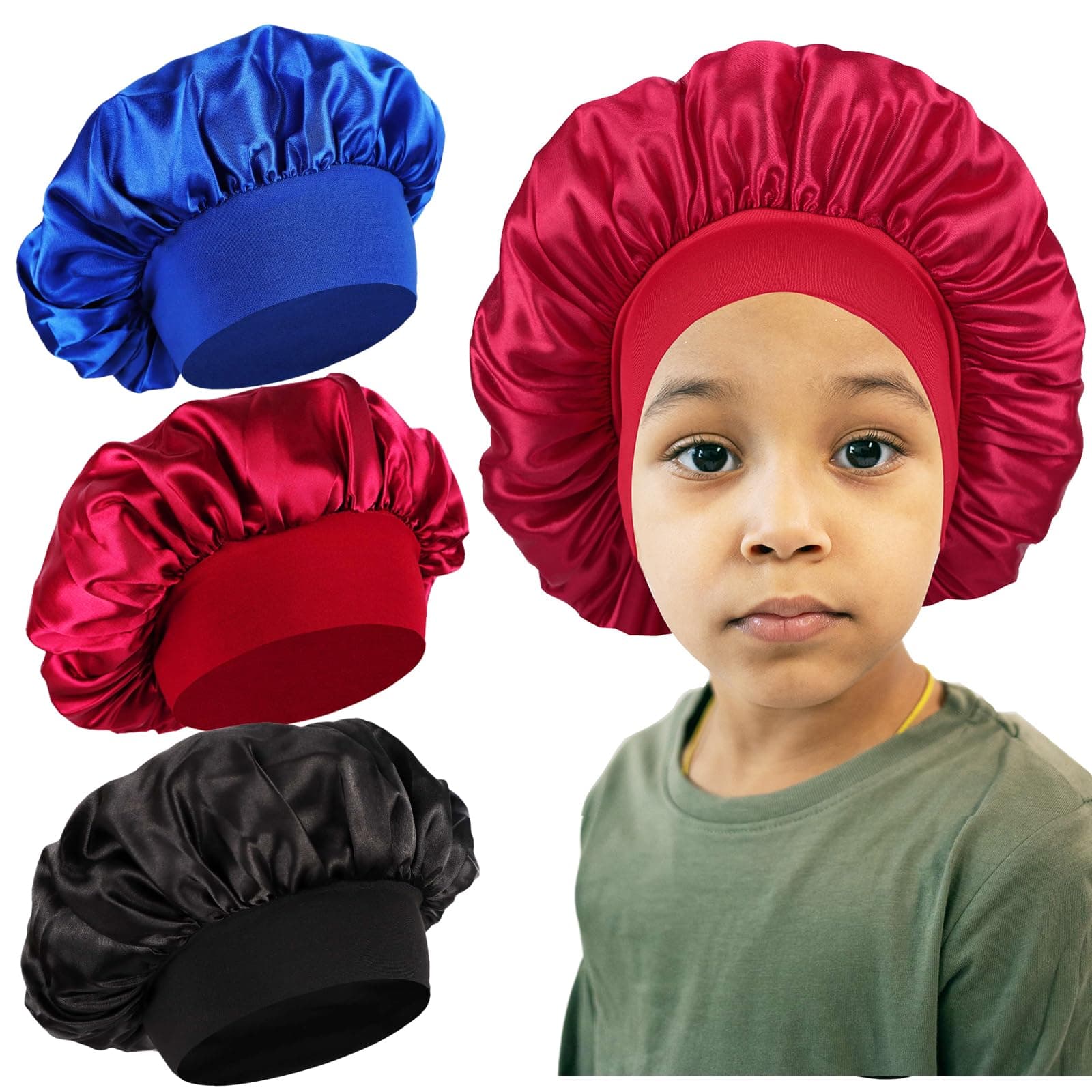3 PCS Kids Bonnets for Girls,Silk Bonnet for Kid Sleeping,Toddler Bonnet for Boys and Girls