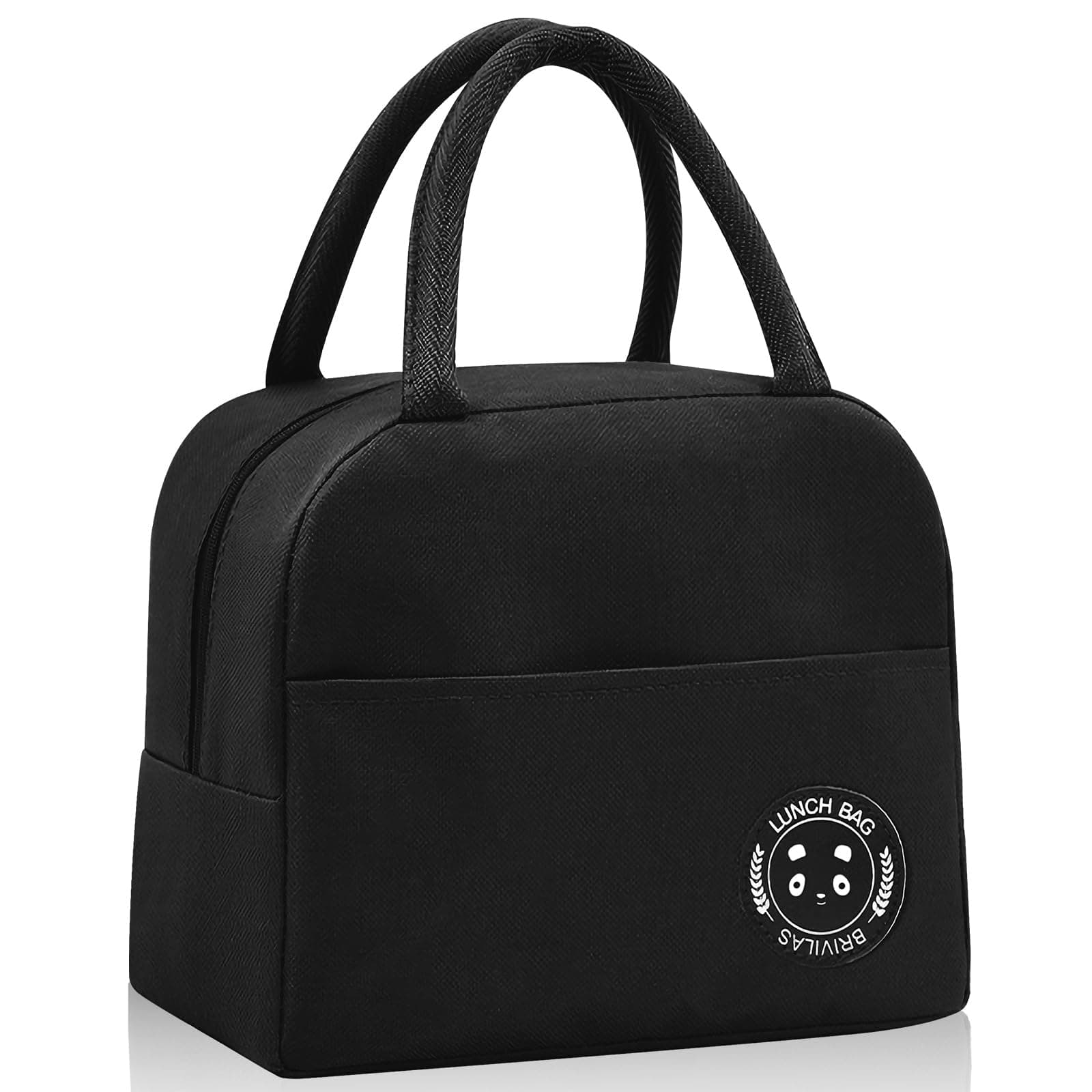 Insulated Lunch Bag, Thermal Lunch Box for Adult Kids, Water-Resistant Small Cool Bag Leak-Proof Lunch Organizer for Work, School, Picnic (Black)