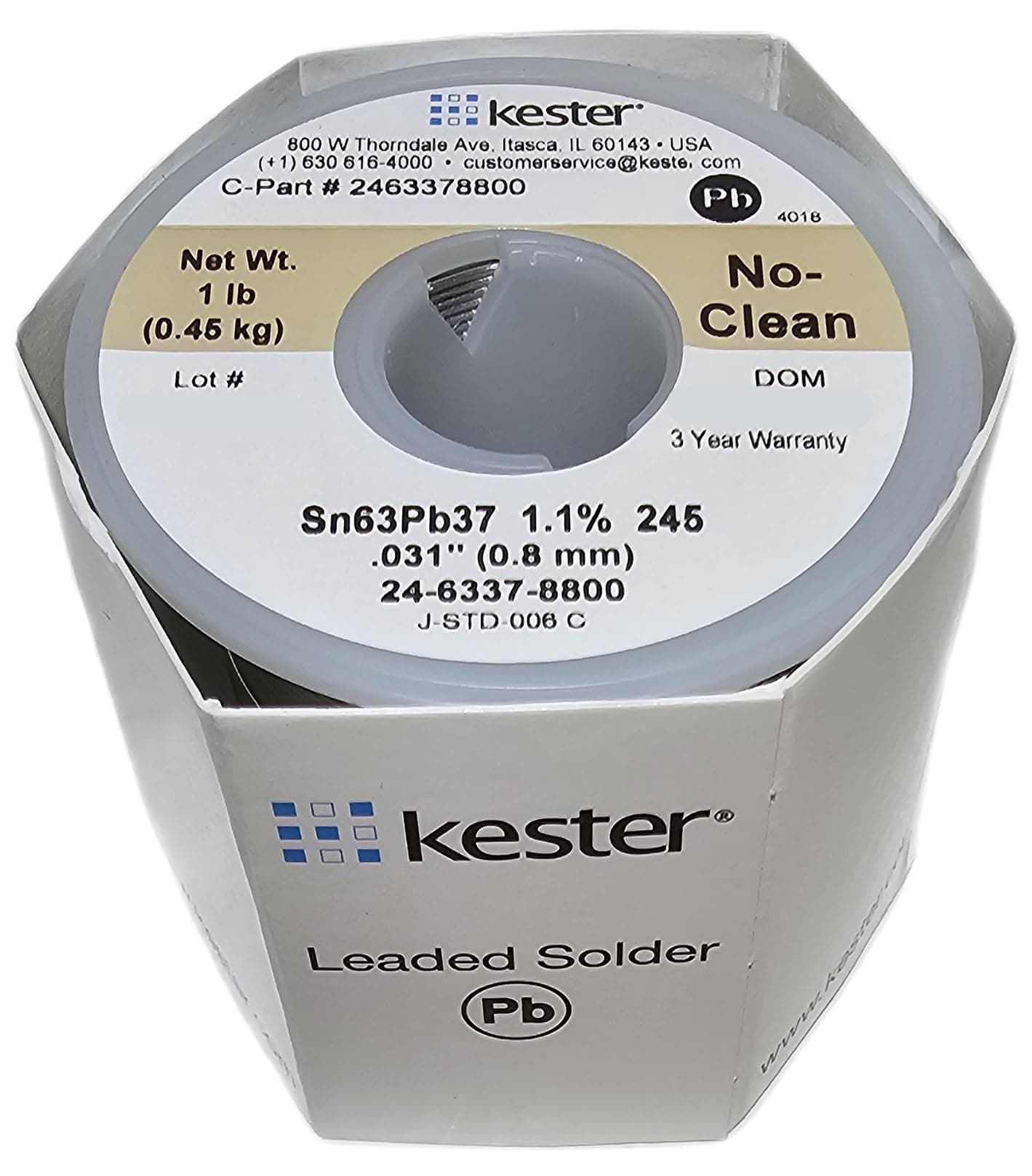 Kester 245 No-Clean Core Solder 63/37 .031 1 lb. Spool by Kester