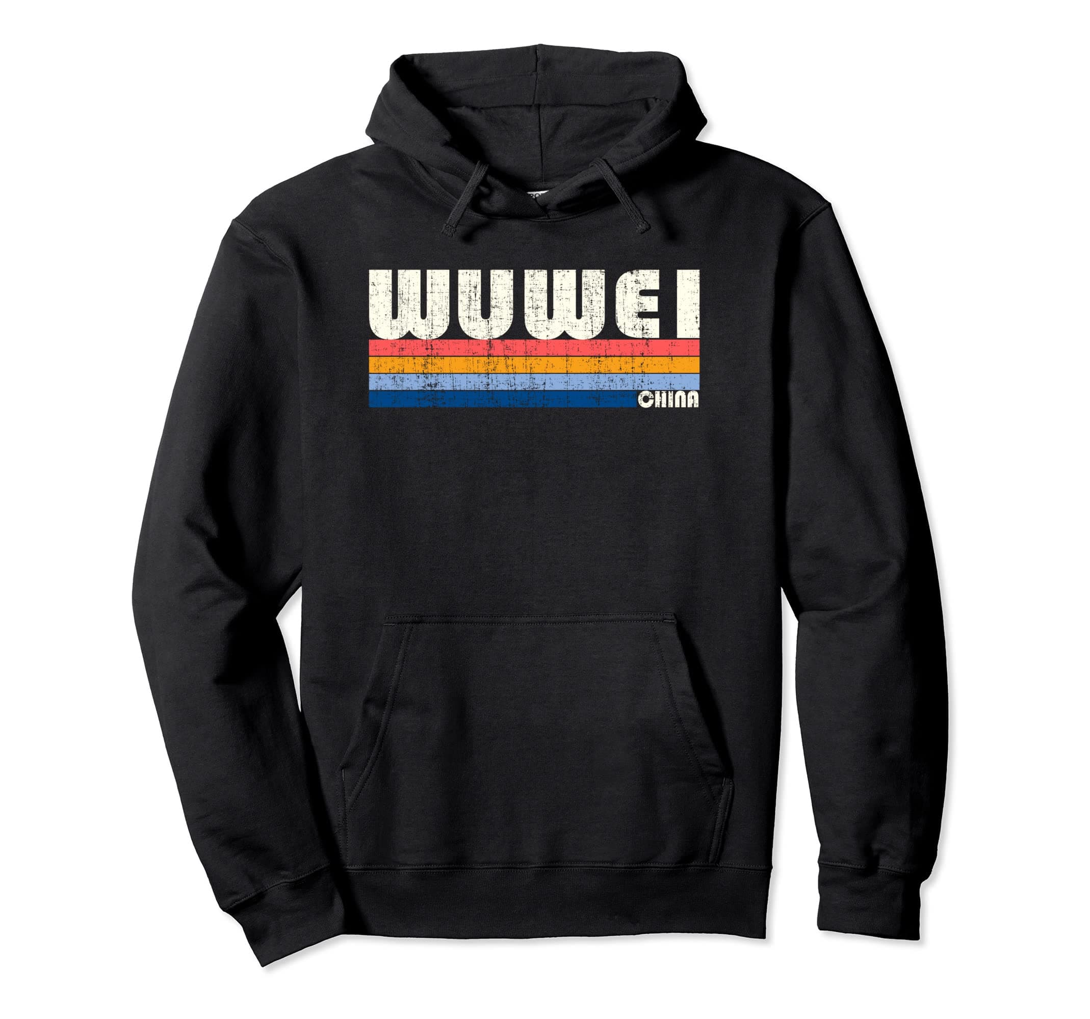 Retro Vintage 70s 80s Style Wuwei, China Pullover Hoodie
