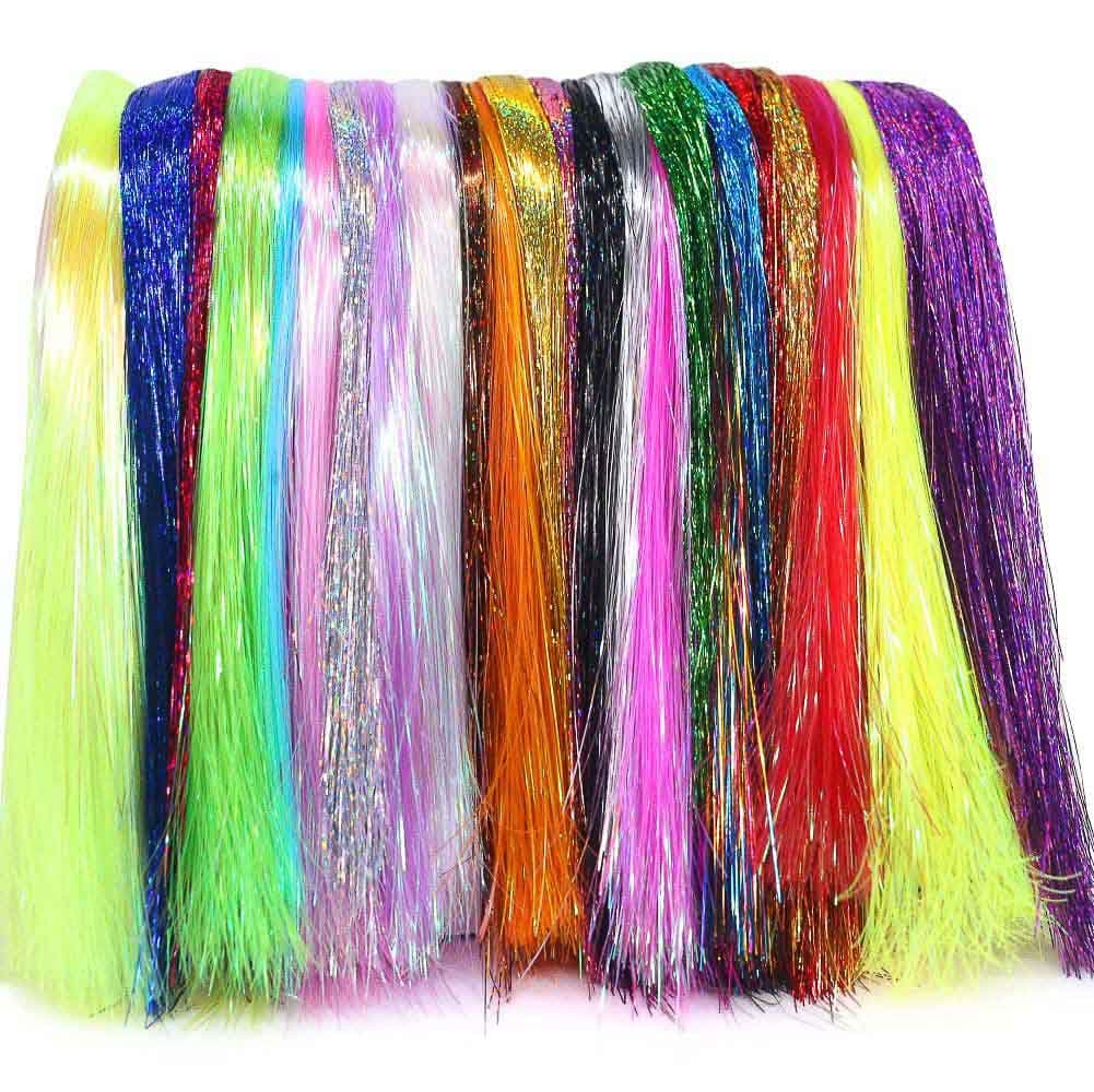LURELINKFlashabou-Fly-Tying-Materials-Making-Flies-Jig-Fishing-Lure-Supplies 12&24 Colors Crystal Krystal Flash String Holographic Ripple Saltwater Freshwater
