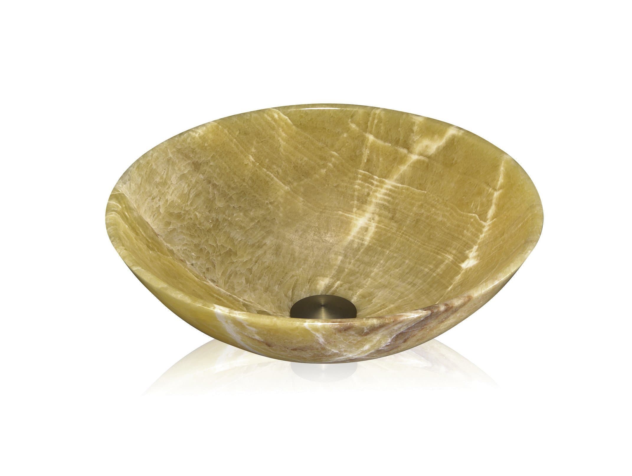 Lenova SV-02 Stone Vessel Round Bowl Bathroom Sink, Onyx