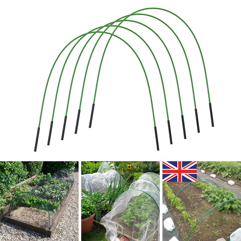 Gardening Naturally Giant Flexible Green Garden Hoops Cloche Hoops H:600 x W:1.2m (H2ft x W4ft) (Pack of 10 & 20 Anchors)
