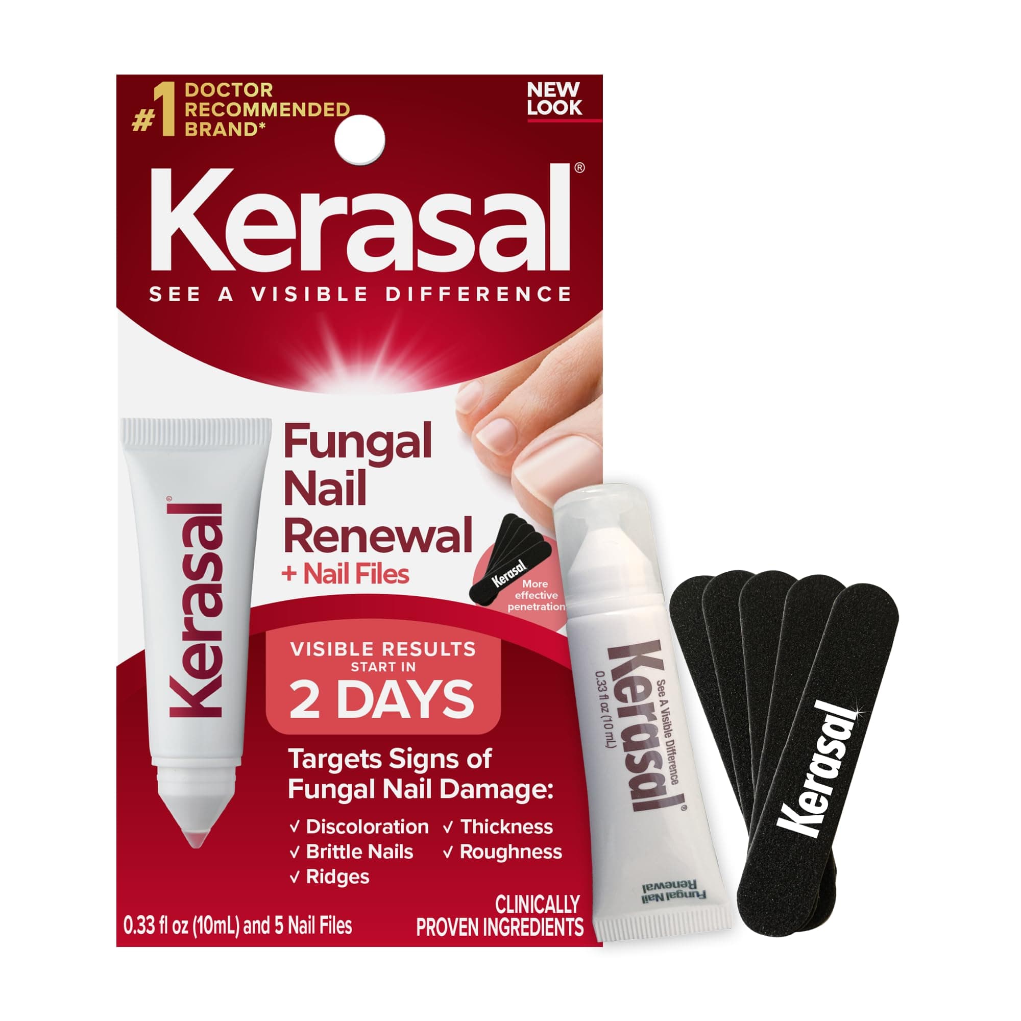 Kerasal Nail Renewal Nail File Combo Pack - Repair Discolored and Damaged Nail Appearance, 5 Heavy Duty Nail Files, 32 fl. oz, Clear