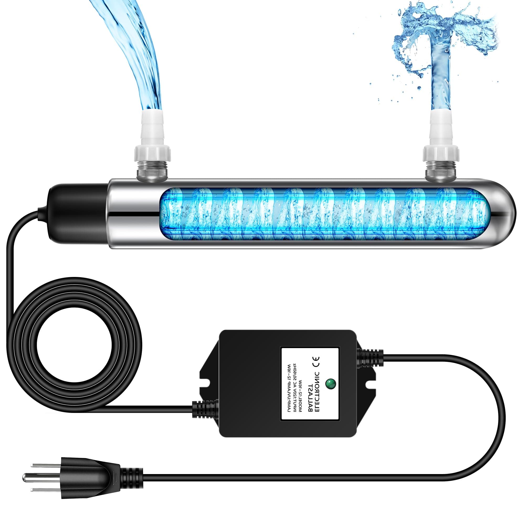 12W UV Lights for Ponds Aquarium Control Cold Plunge UV Light, Stainless Steel UV Filter Aquarium, Aquarium Clarifier Easy to Installation for Aquarium Indoor Outdoor Removal Algae Plant