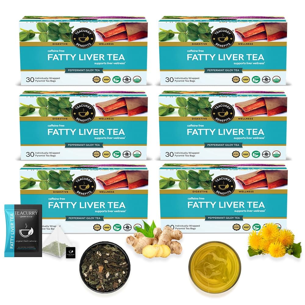 TEACURRY Fatty Liver Tea (6 Month Pack, 180 Tea Bags) - Helps with Abdominal Swelling, Ascites, Enlarged Vessels