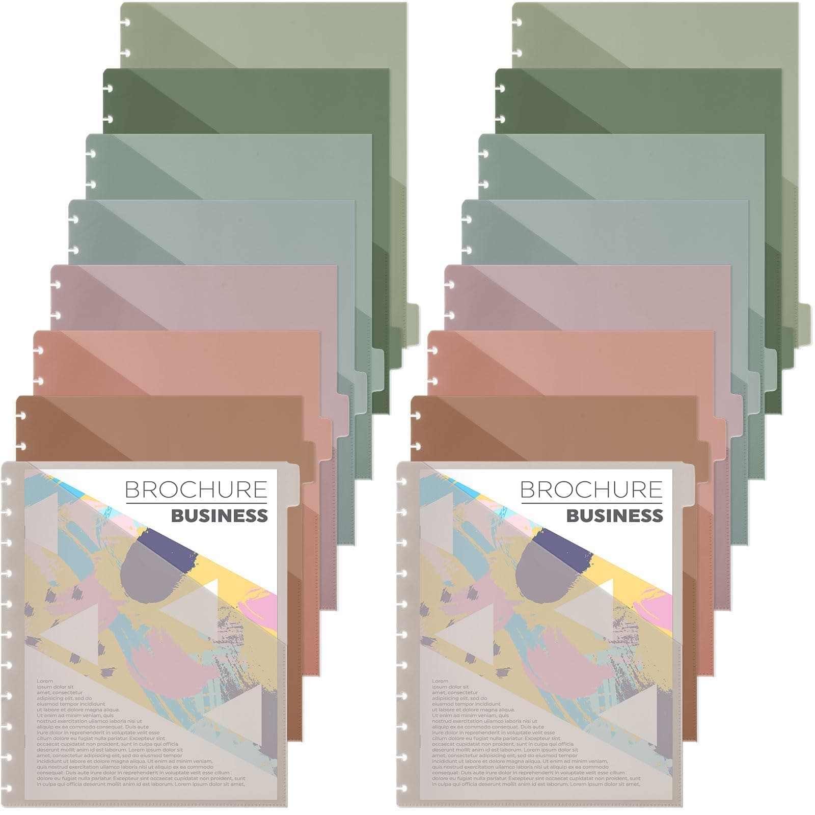 16 Pcs Discbound Pocket Dividers 8.5 x 11 Dividers with Tabs and Pockets Discbound Pocket Folders Letter Size DiscBound Binder Divider Plastic Disc Planner Supplies for Business School Office(Boho)