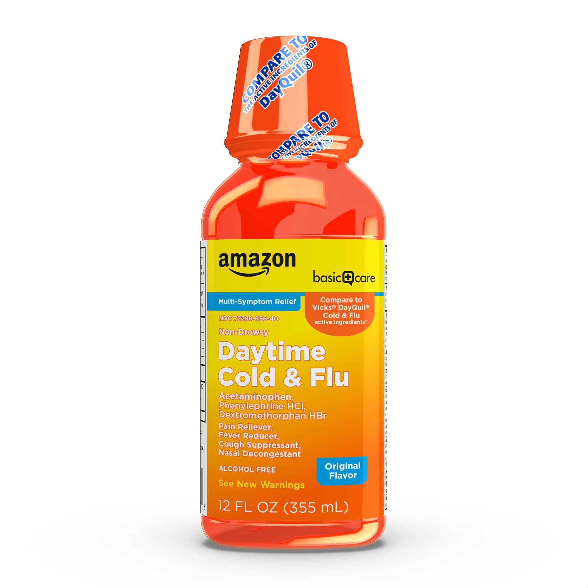 Amazon Basic Care Daytime Cold & Flu Liquid, Orange, 12 Fl Oz