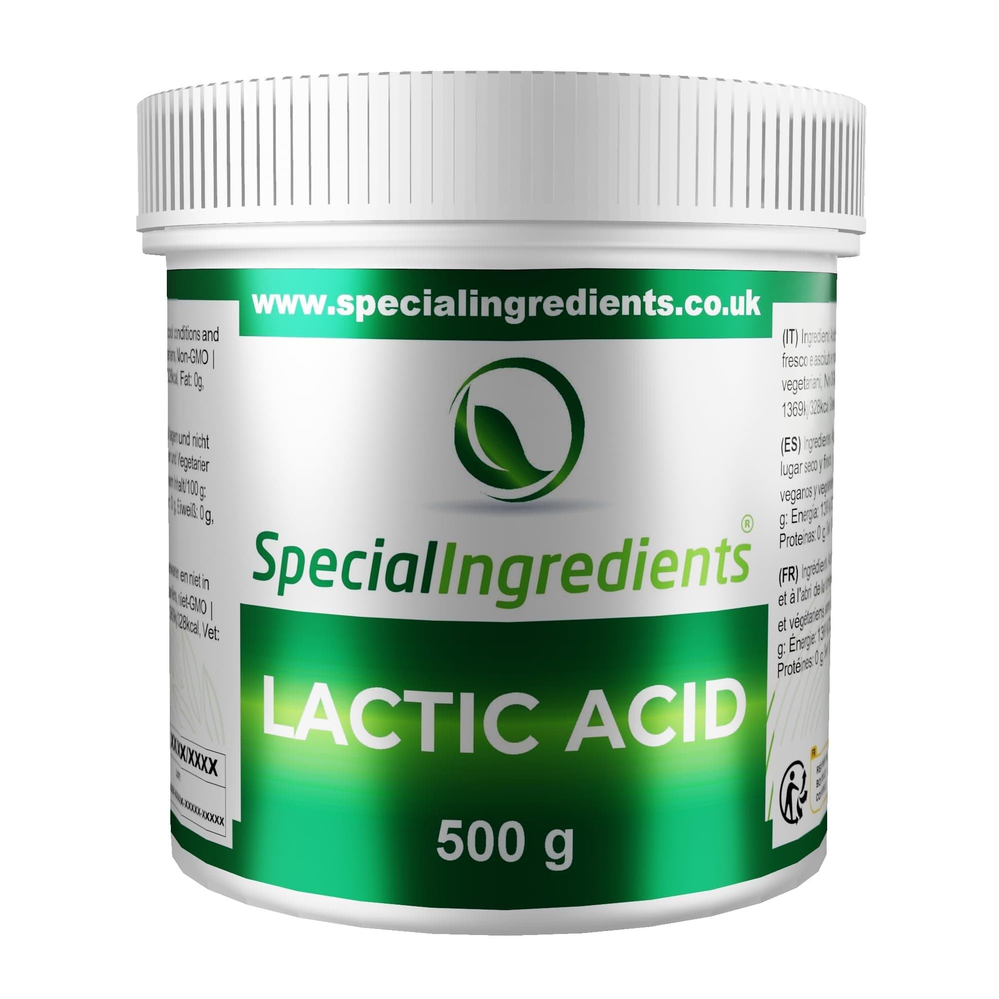 Special Ingredients Lactic Acid Powder 500g - Vegan Friendly Ideal for Vegan Cheese and Butter, Non-GMO - Recyclable Container