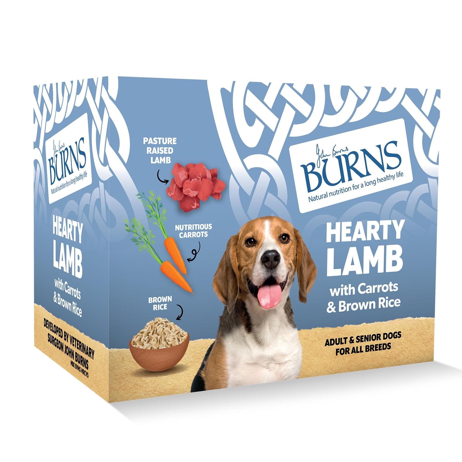 Burns Pet Natural Nutrition Adult & Senior Wet Dog Food Hearty Lamb, Carrots & Wholegrain Brown Rice 6 x 395gm