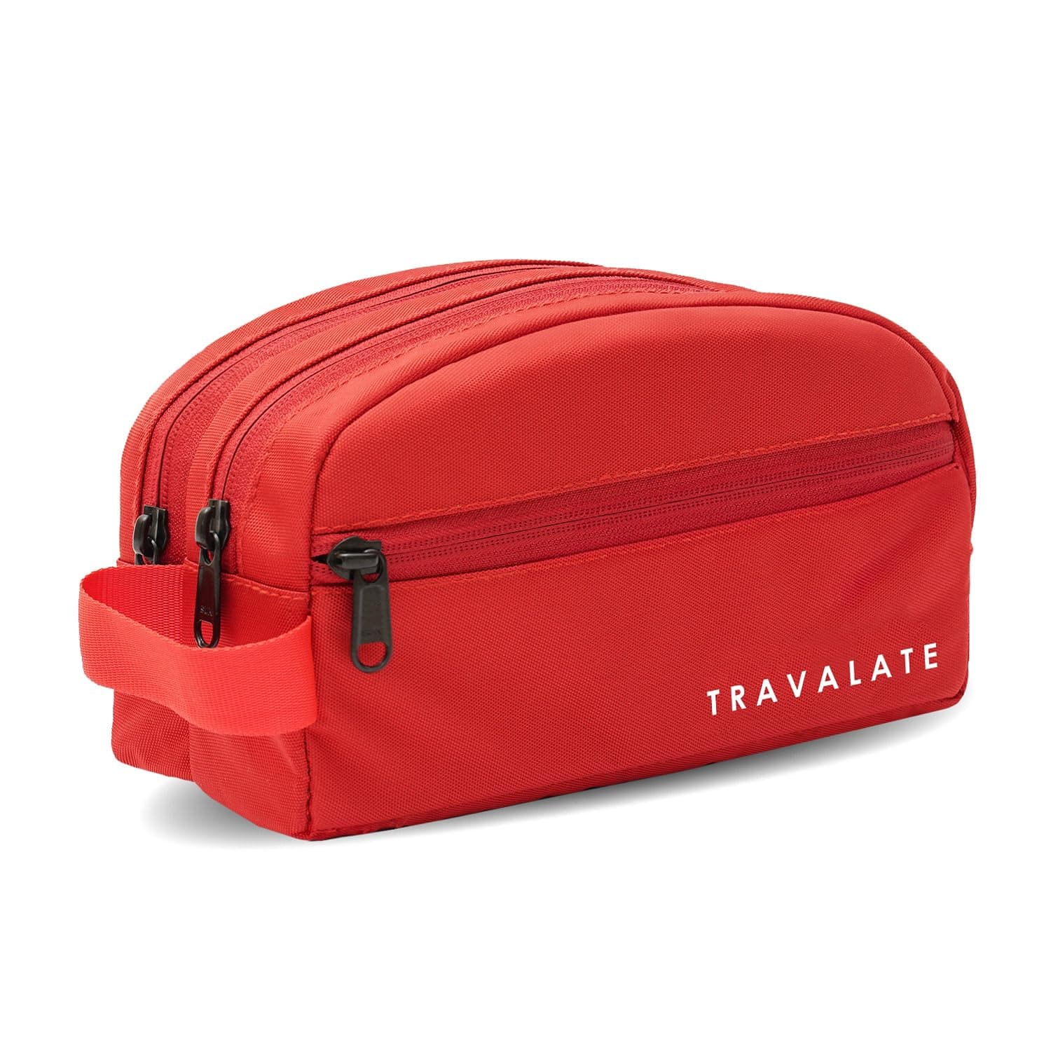 TRAVALATE Polyester Travel Solid 9 Cms Cosmetic Pouch (Two Compartment_TR1371_Red)