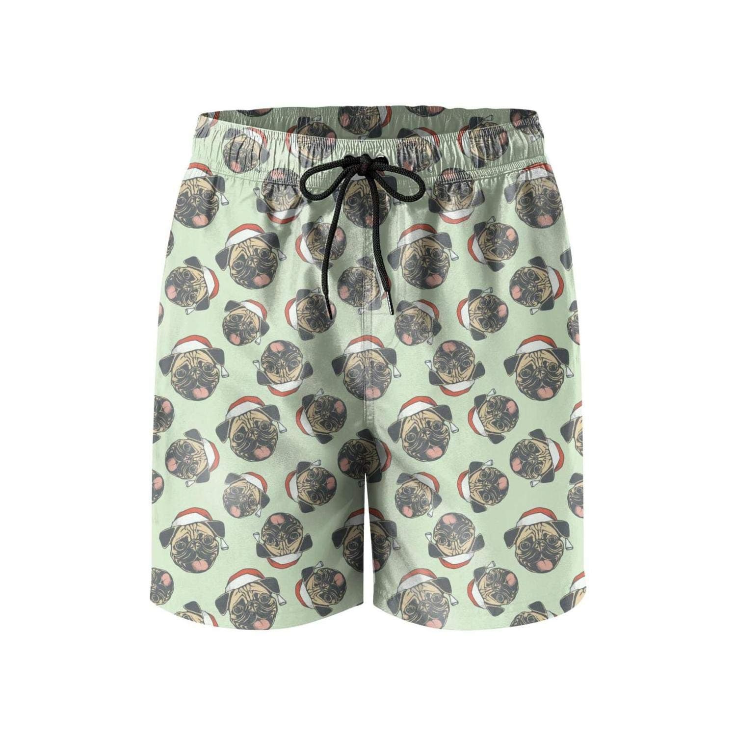 Pug Christmas Pug Puppies Mens Printing Beach Shorts Swim Trunk Quick Dry
