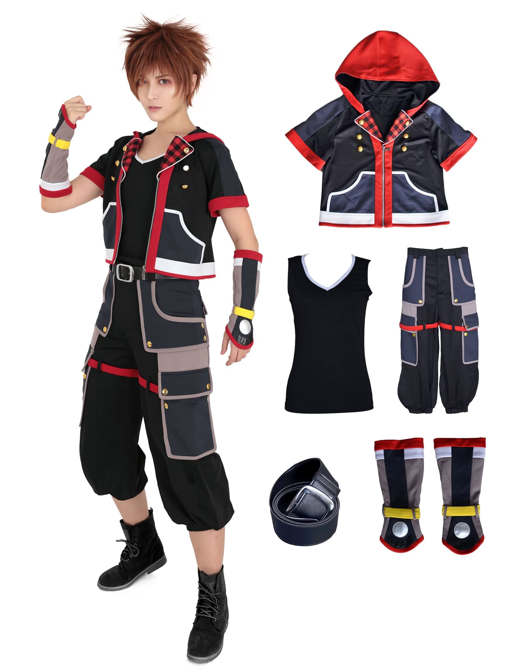 Men's Hearts Cosplay Costume Halloween Outfit Jacket Pants Belt