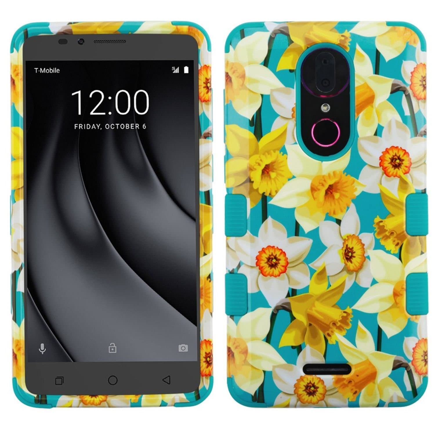 MyBat T-Mobile Revvl Plus Spring Daffodils/Tropical Teal TUFF Hybrid Phone Protector Cover