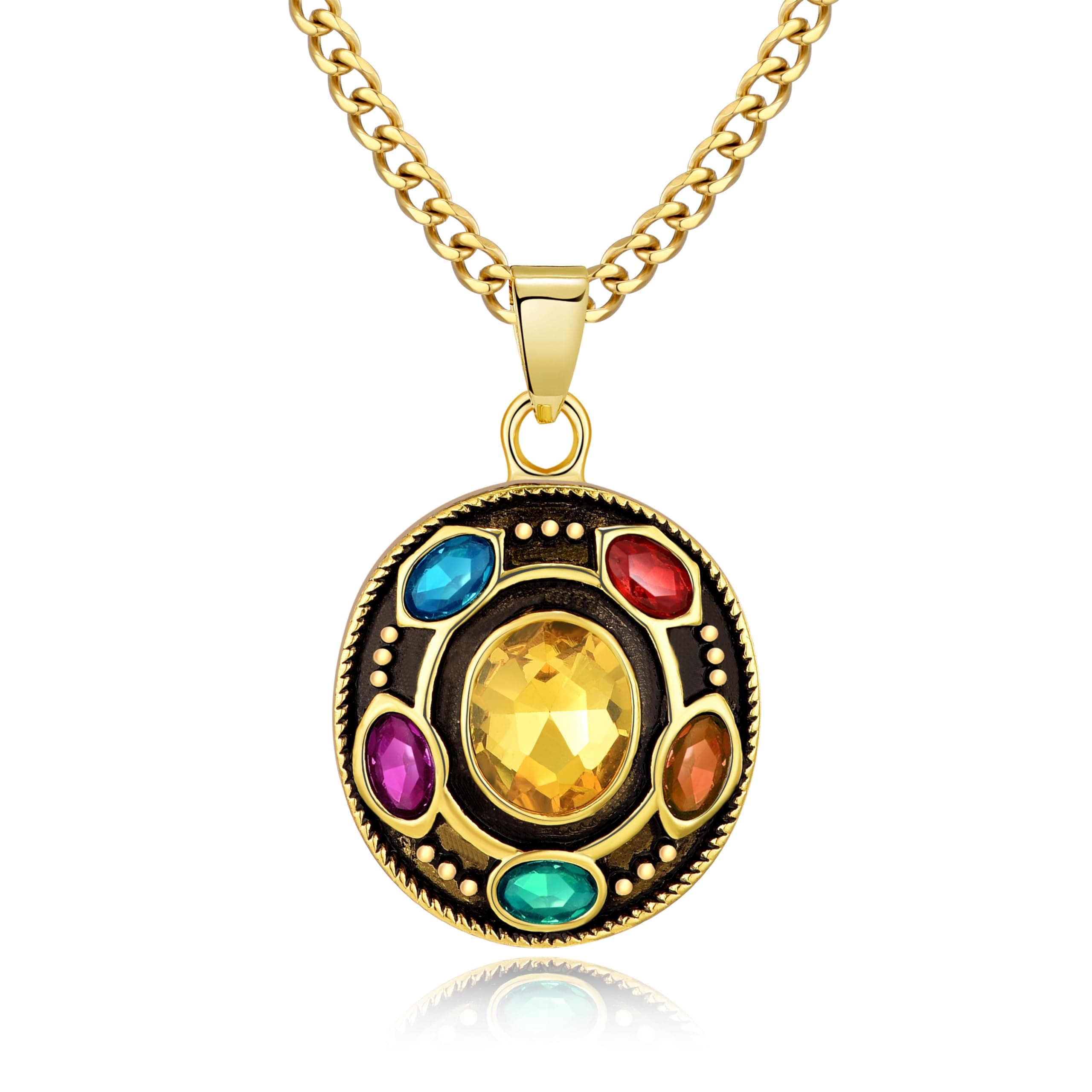 Infinity Gauntlet Necklace Thanos Infinity Stone Pendant Jewelry Gifts for Son Daughter Men Women