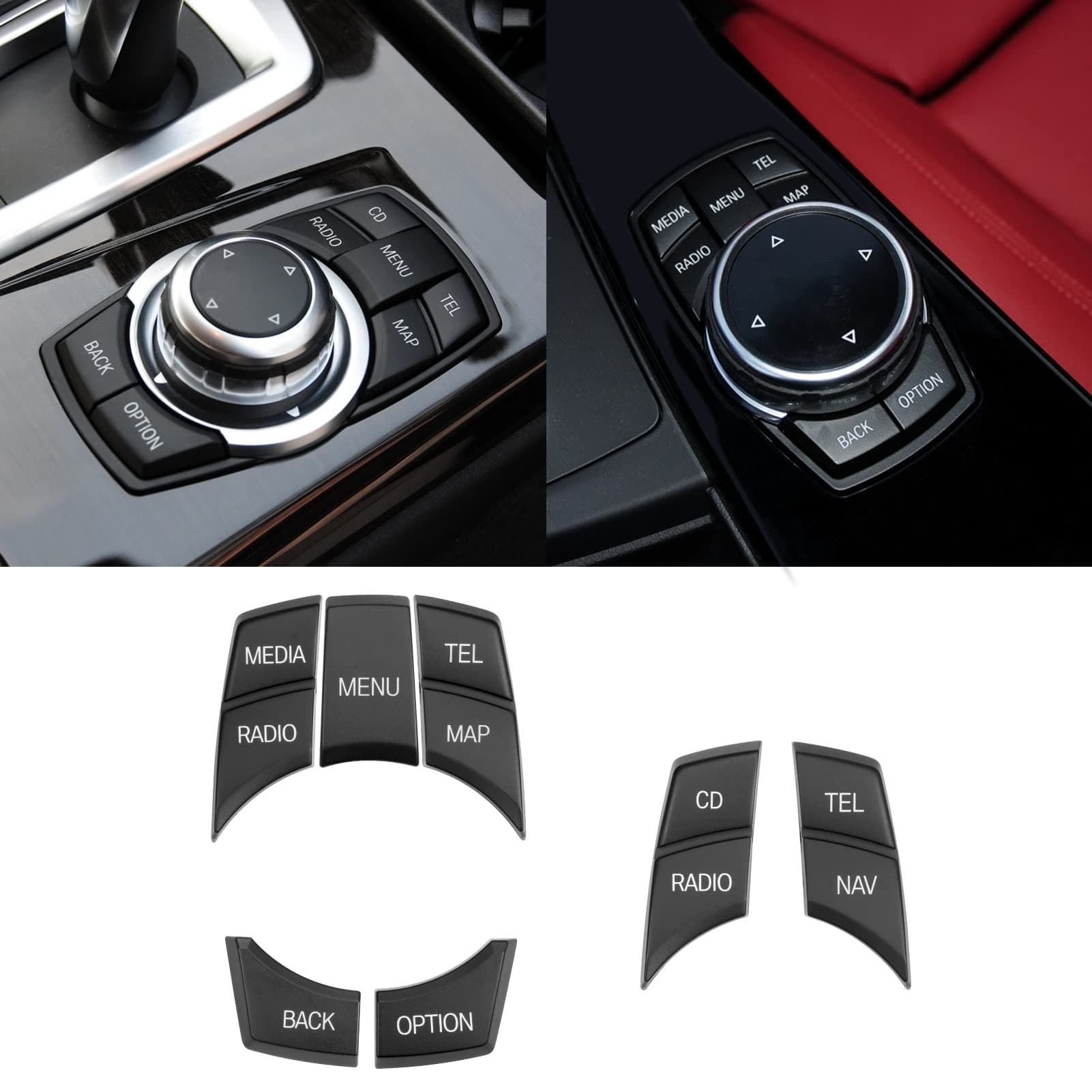 Jaroxn Compatible with BMW iDrive Button Replacment Multimedia iDrive Control Button for 1' F20/2' F22/3' F30 F31/4' F32 F33/5' F10/7' F01/X1 F48/X3 F25/X4 F26/X5 F15/X6 F15, 7PCS iDrive Buttons Set