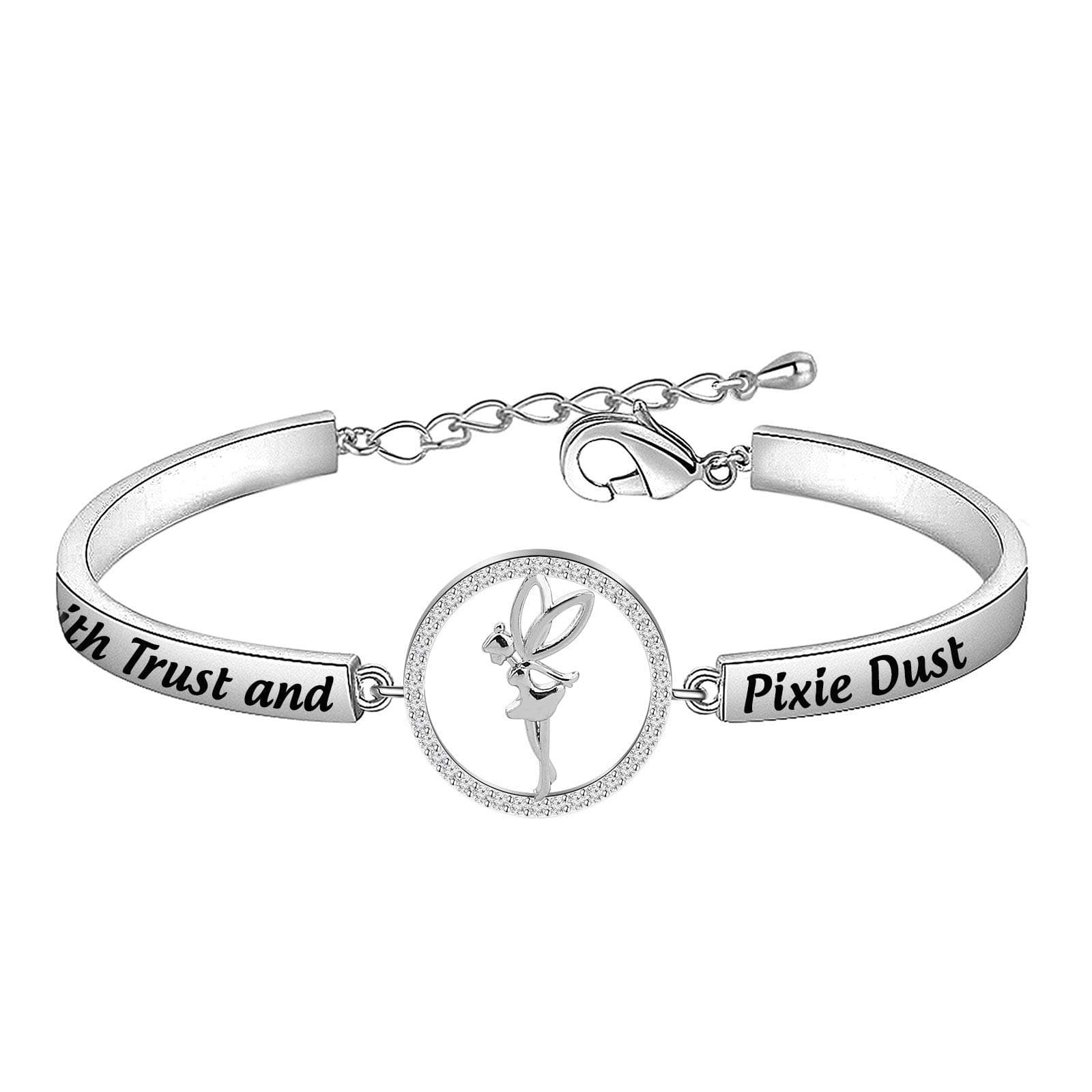 BNQLFaith Trust and Pixie Dust Bracelet Fairy Tale Jewelry Birthday Gifts for Her