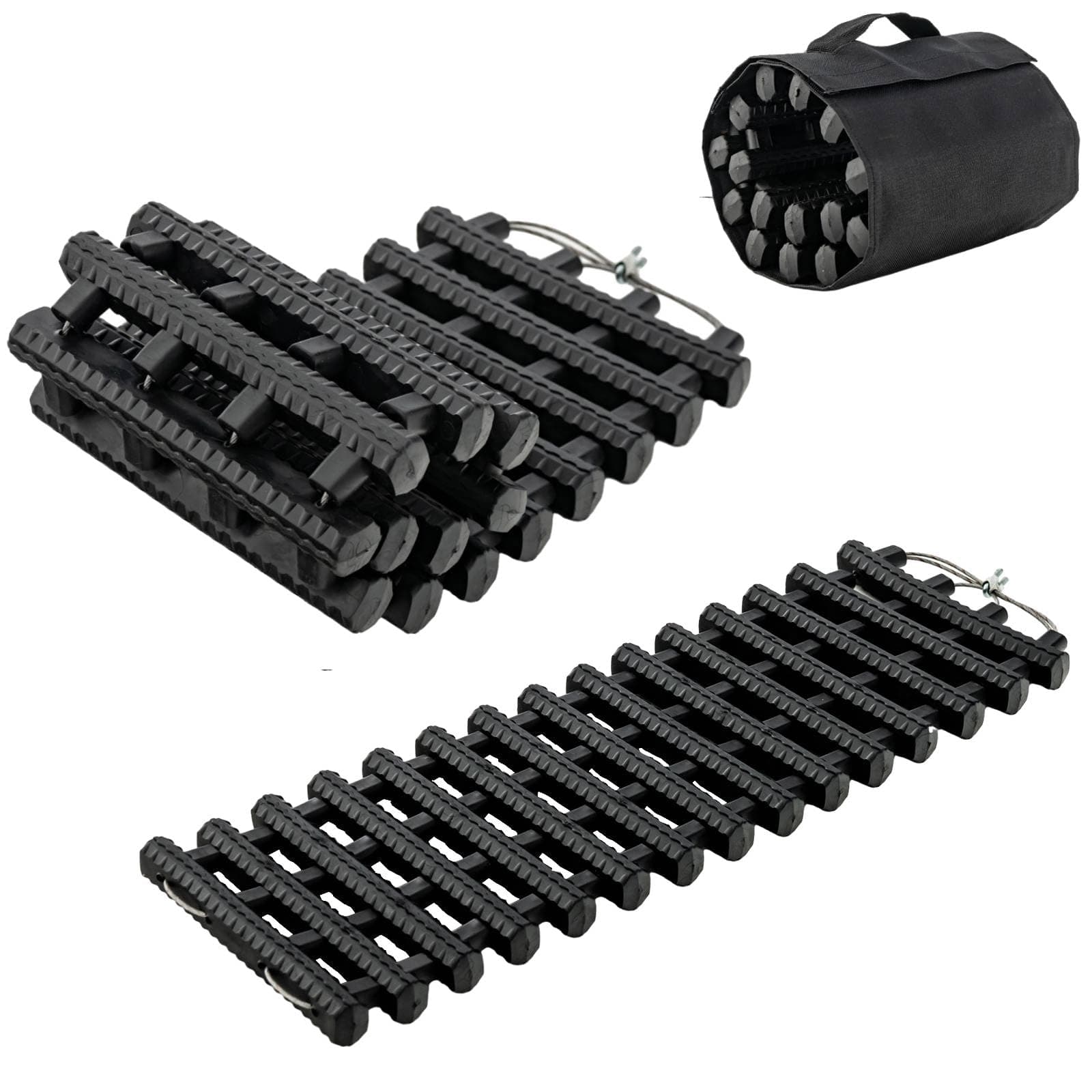 2PCS Recovery Traction Boards, Portable Emergency Traction Tracks for Off-Road Sand/Mud/Snow, Heavy Duty Traction Tire ladder Mat for Car Van AUV Truck (60 x 21 x 3 cm)