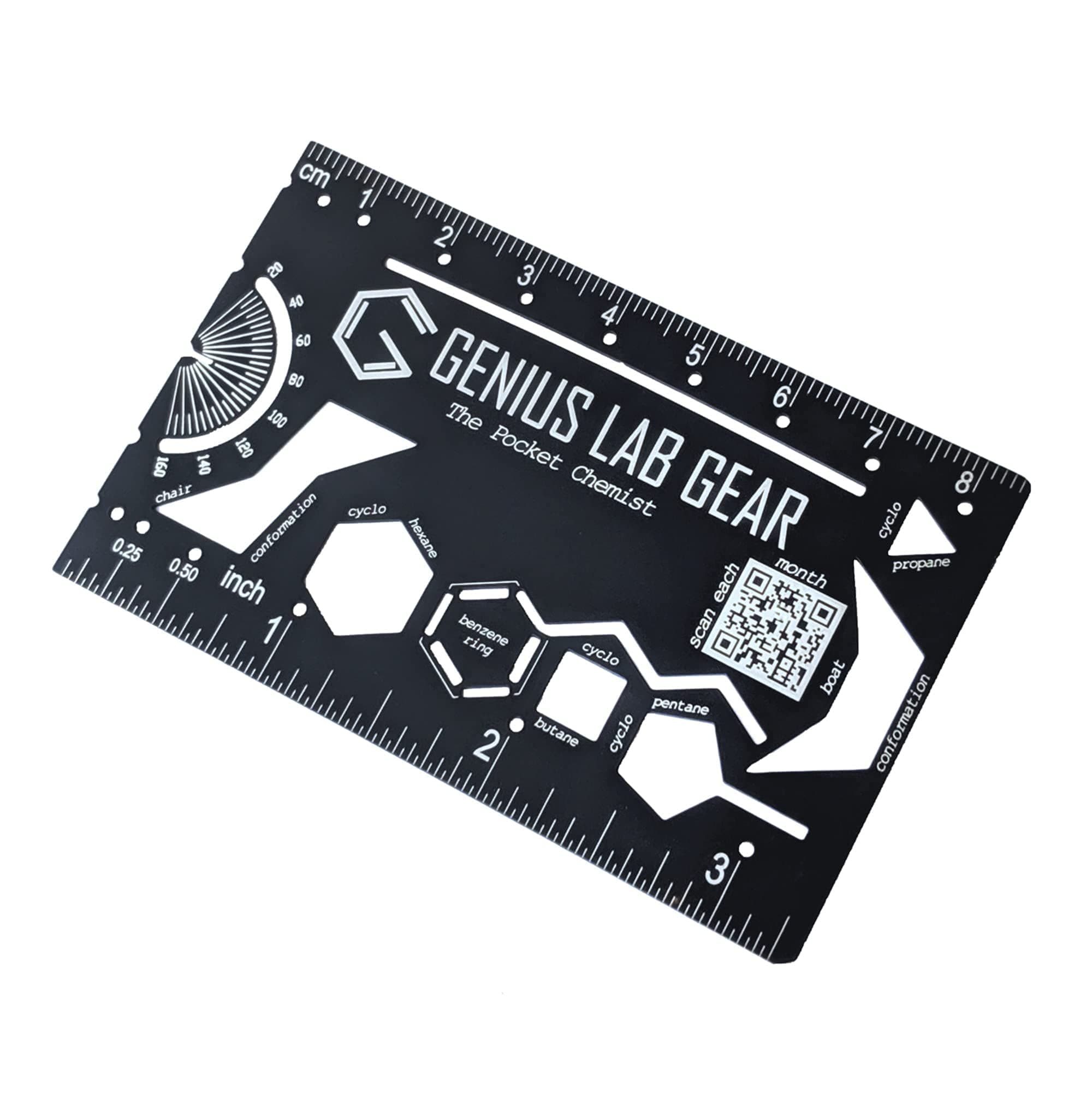 Genius Lab Gear The Pocket Chemist Organic Chemistry Stencil Drawing Template, Ruler and Unit Conversion Equation Reference - Homework Edition