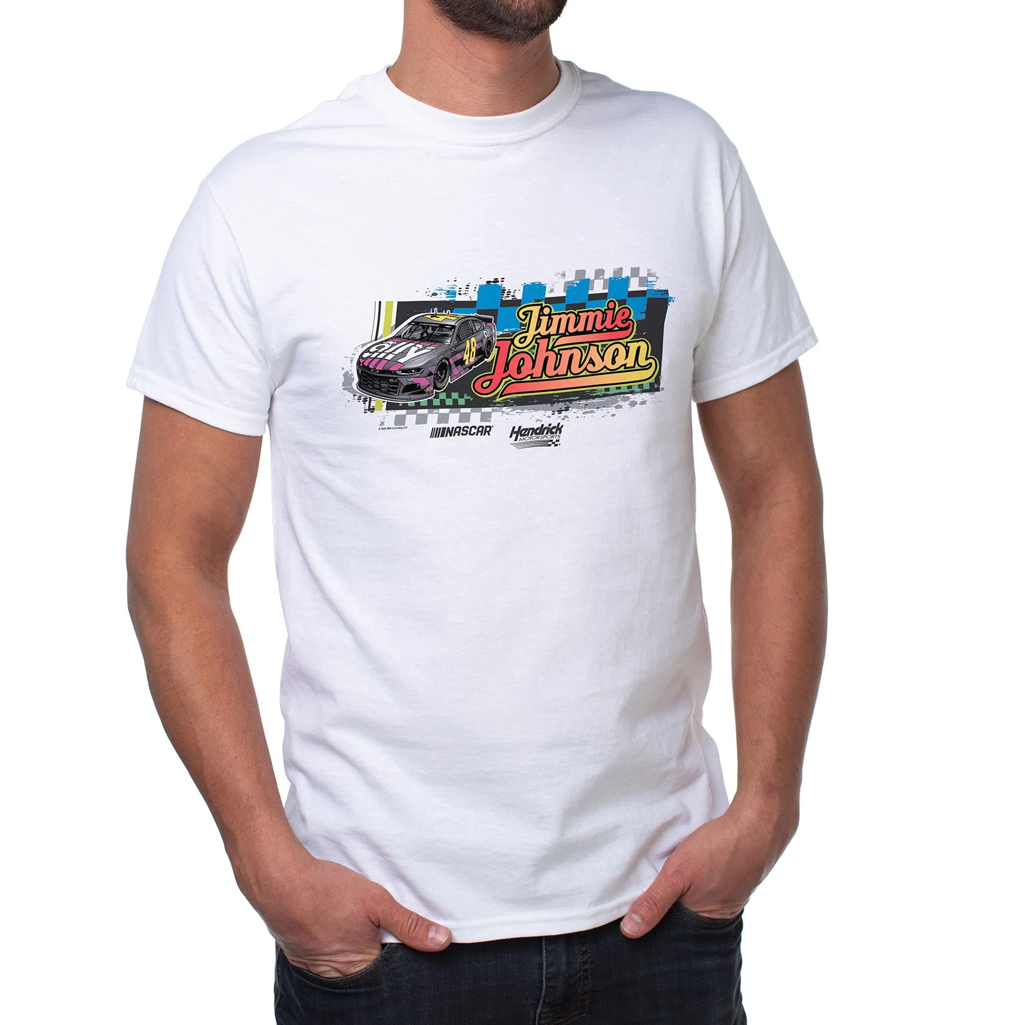 Del Sol NASCAR Men's Jimmie Johnson Classic Crew Tee - Series 6, White, Size L