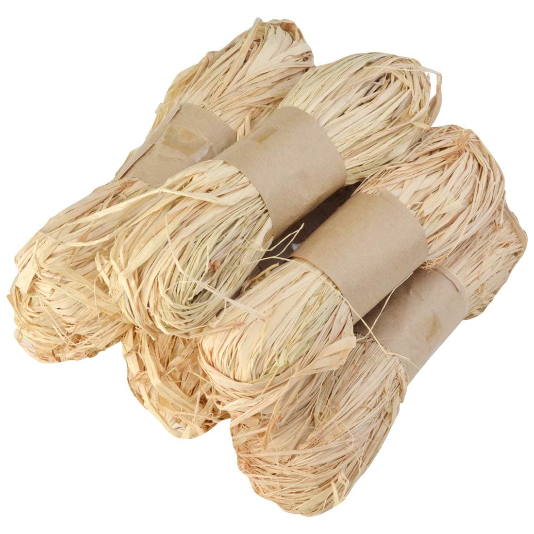 Yolyoo 300g Natural Raffia Bundle for Florist Bouquets Decoration Crafts Paper Weaving Ribbon Total 6 x 50g