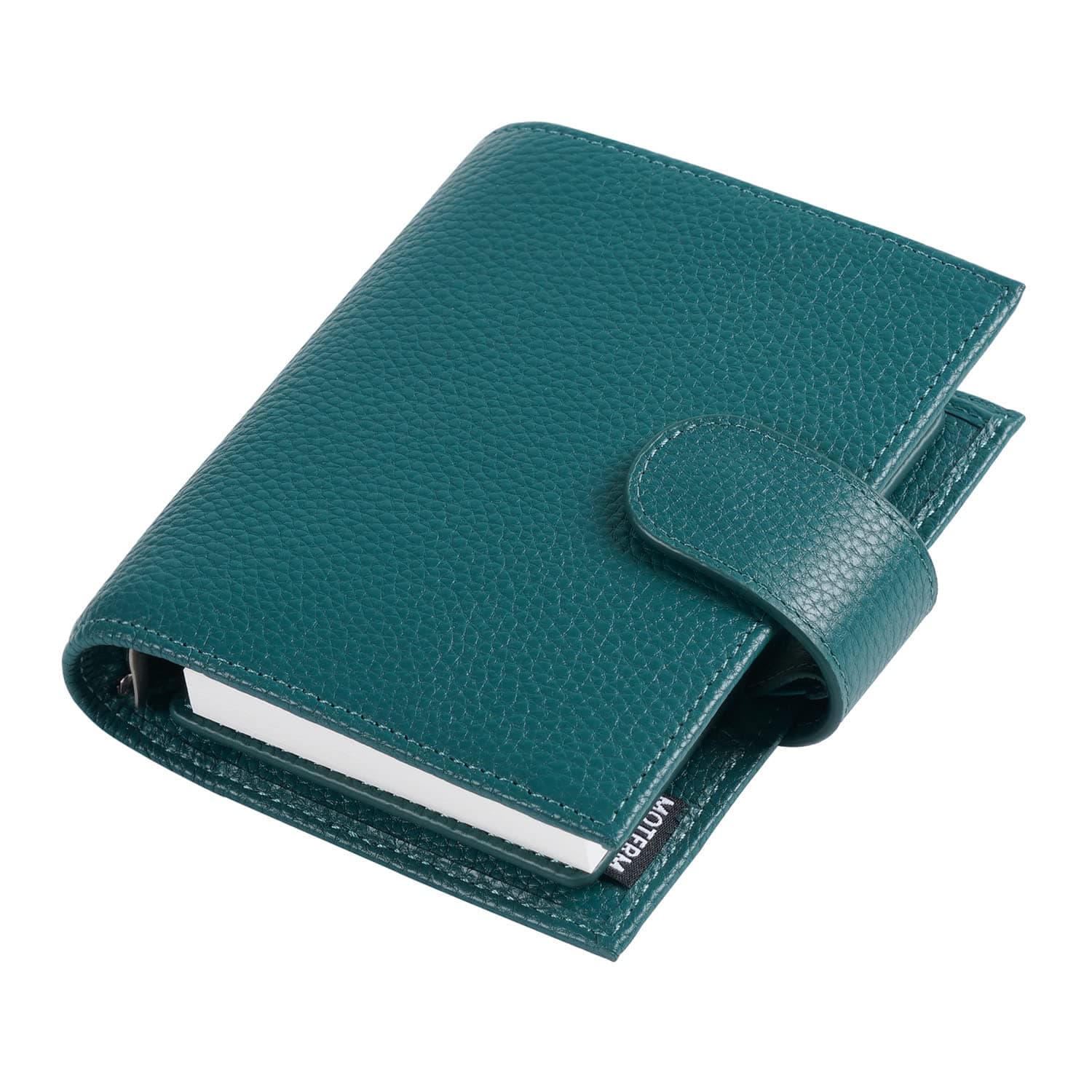 Moterm Pocket Regular Rings Planner - Genuine Leather Binder Organizer (Pebbled-Deep Teal, 19mm Ring)