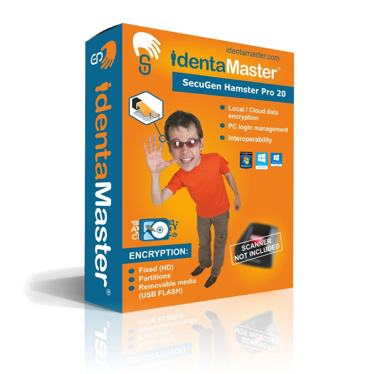 Biometric Encryption / Biometric Access Control / Biometric Interoperability - Software for SecuGen Hamster Pro 20 for Win 7/8/10 by IdentaMaster