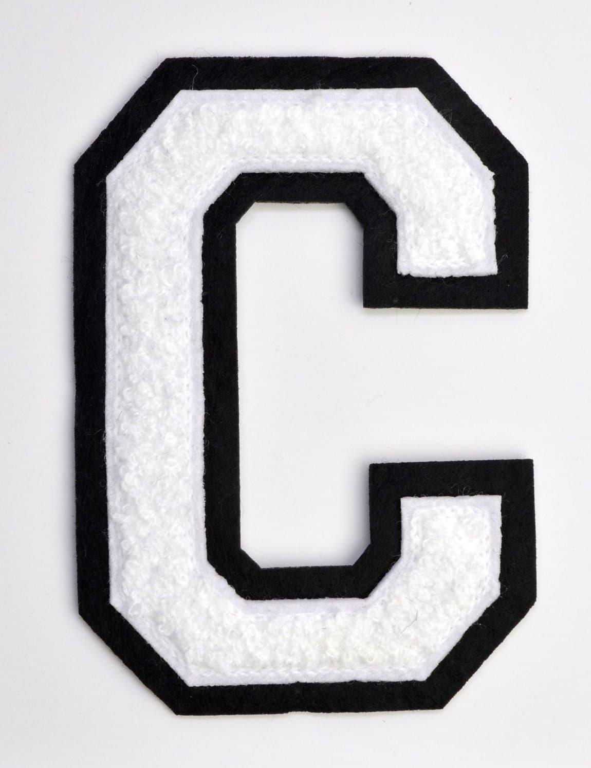 Varsity Letter Patches - White Embroidered Chenille Letterman Patch - 4 1/2 inch Iron-On Letter Initials (White, Letter C Patch)