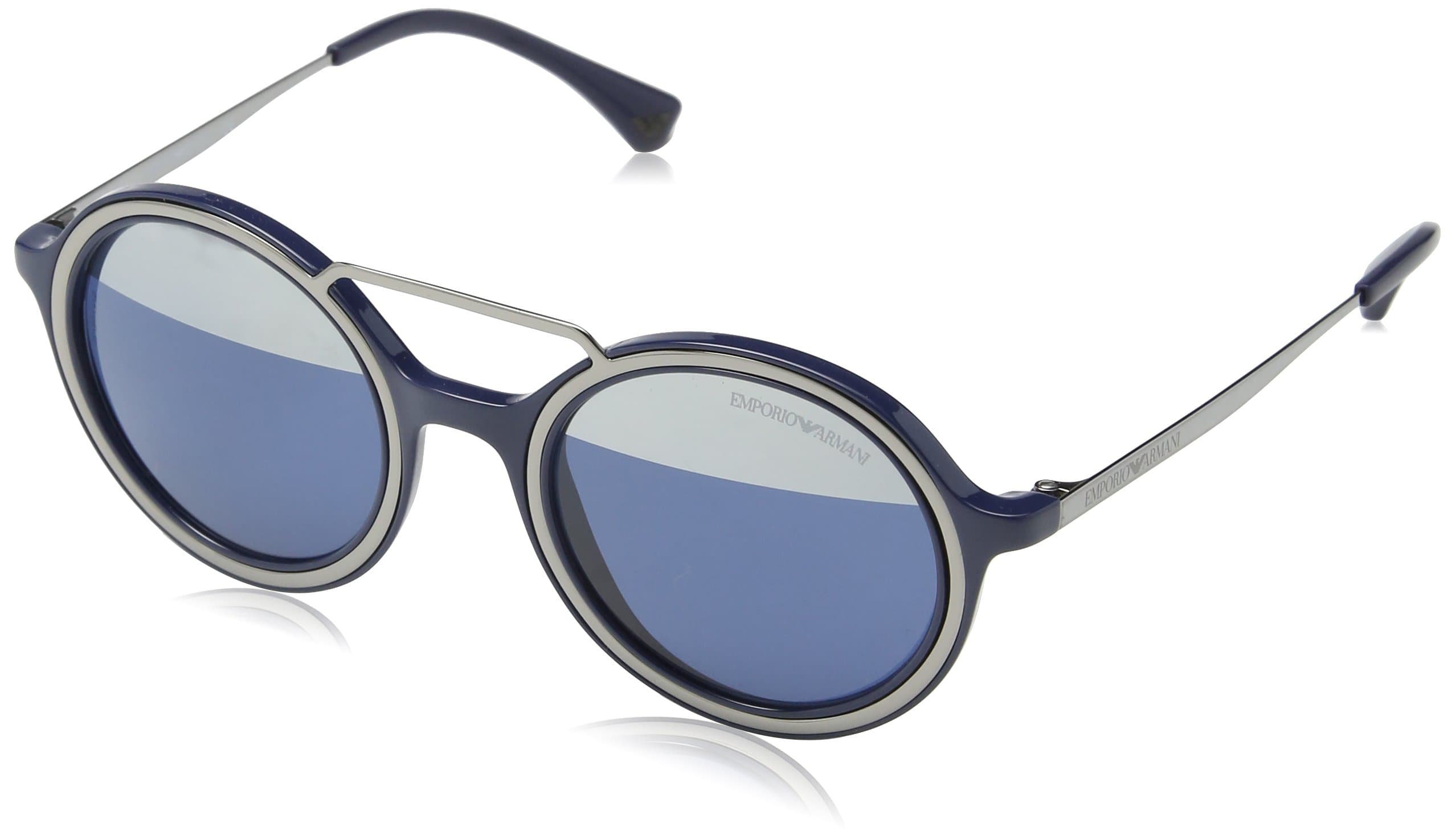 Armani EA4062 Sunglasses 54521X-49 - Blue/Gunmetal Frame, Dark Blue Top Mirror Silver