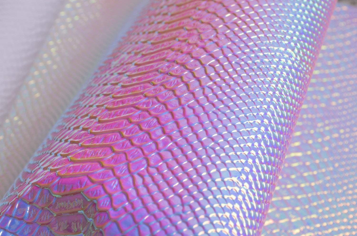 Wento 10 Yards Light Blue Snake Skin Holographic Fabric Vinyl leather,Holographic Snake Skin Fabric,stiff Material Holographic Leather.wide 54''x 360''length